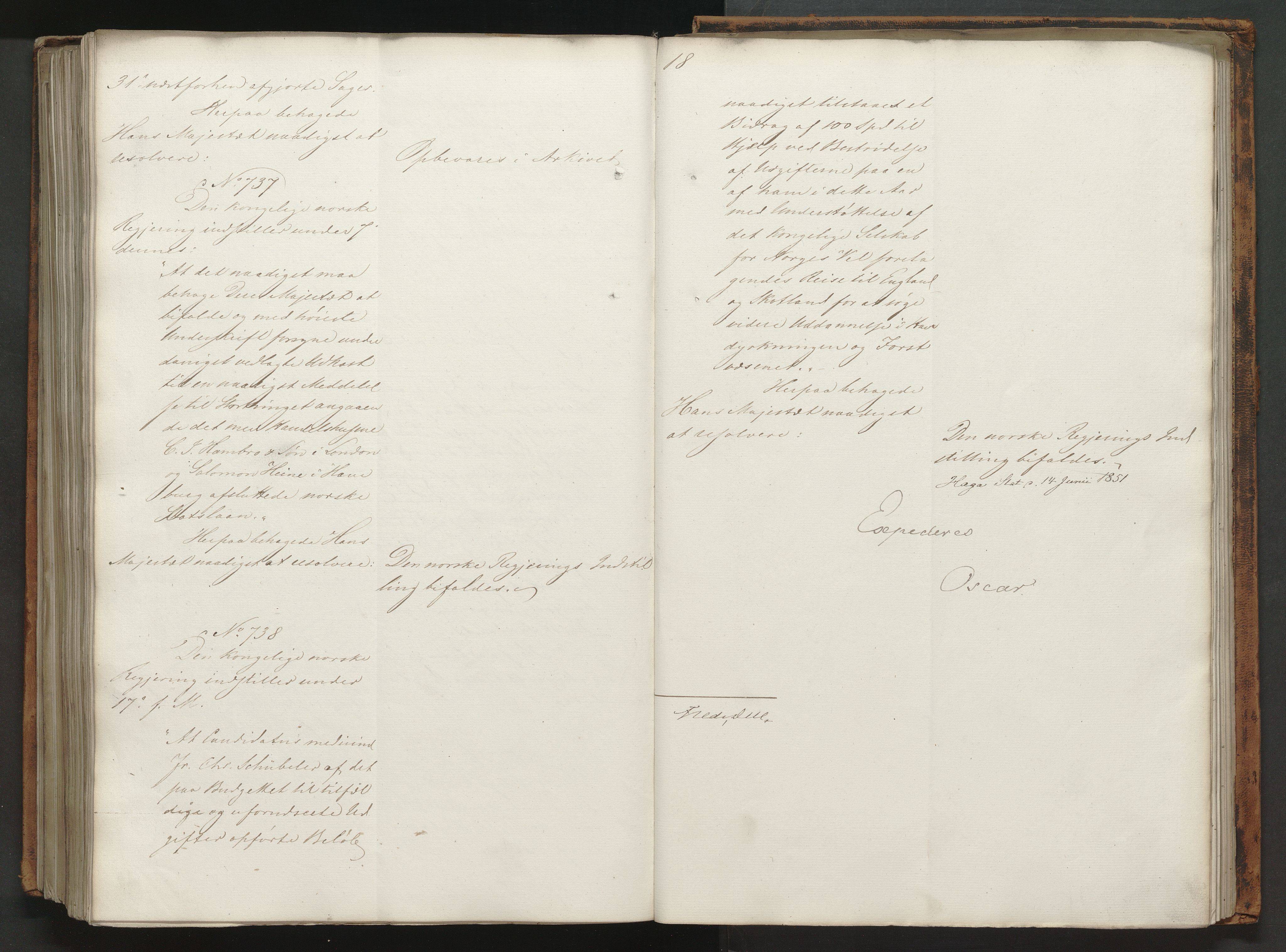 Statsrådssekretariatet, AV/RA-S-1001/A/Ab/L0073: Kgl. res. 1. halvår, 1851