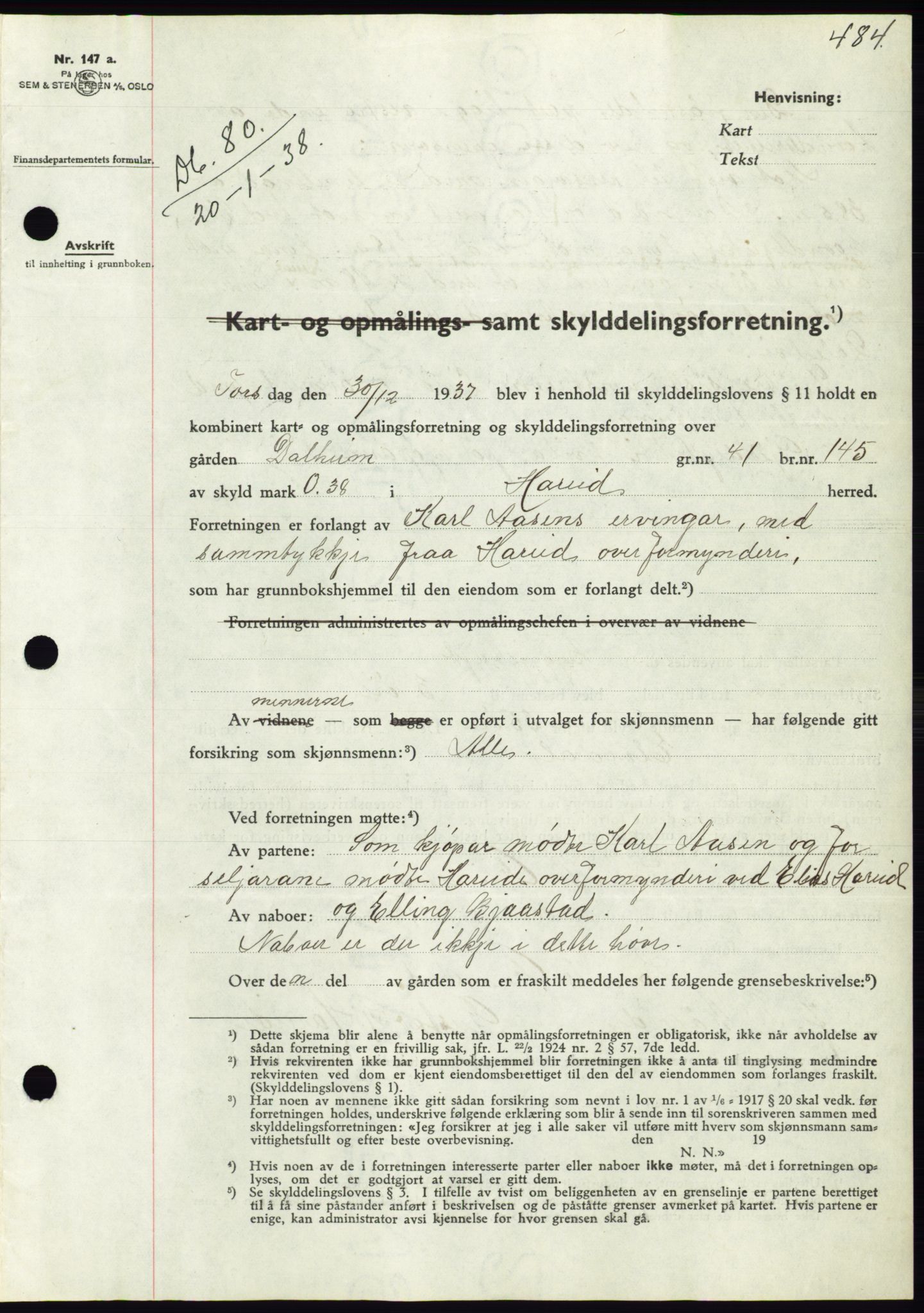 Søre Sunnmøre sorenskriveri, SAT/A-4122/1/2/2C/L0064: Pantebok nr. 58, 1937-1938, Dagboknr: 80/1938