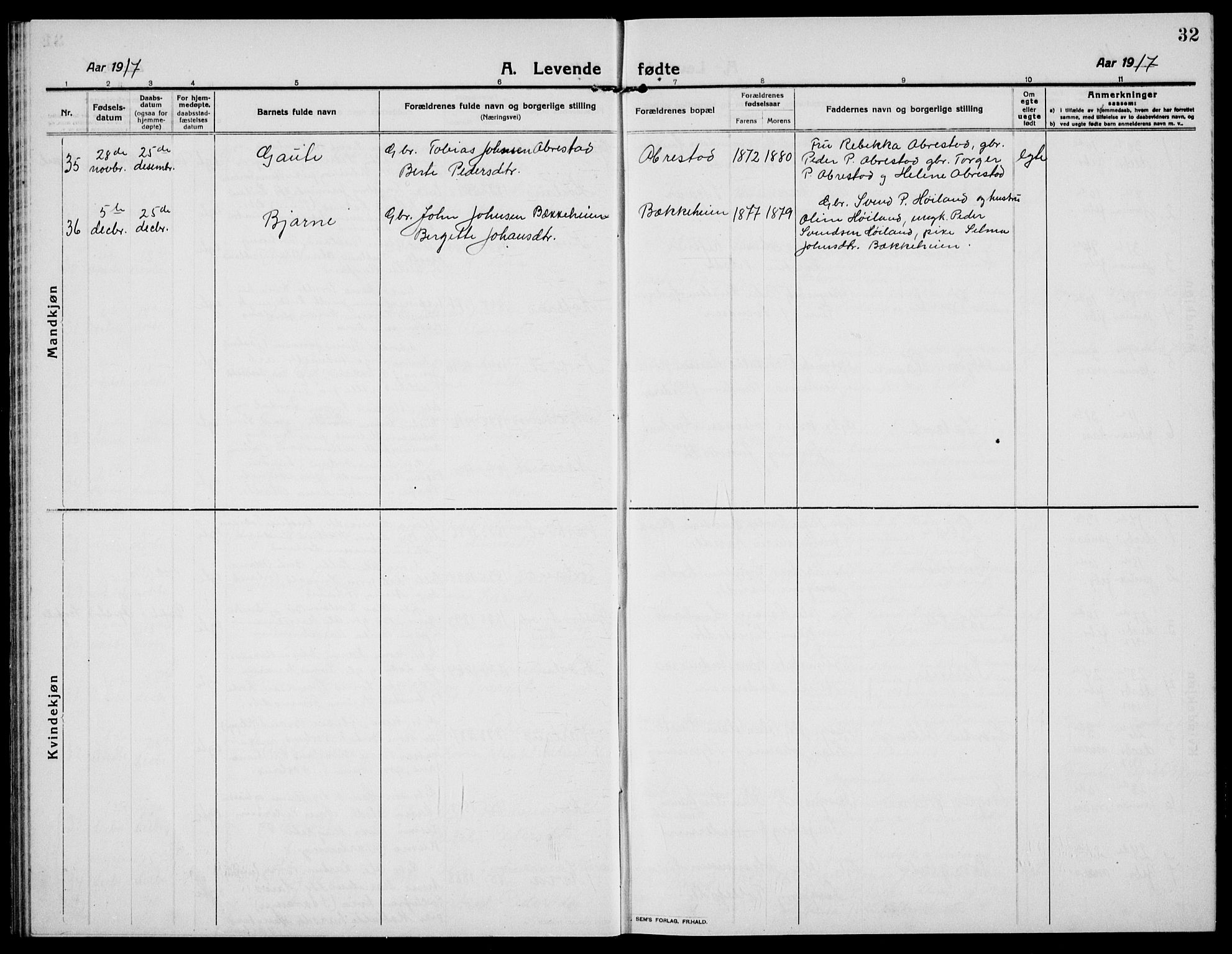 Hå sokneprestkontor, AV/SAST-A-101801/001/30BB/L0007: Klokkerbok nr. B 7, 1912-1939, s. 32