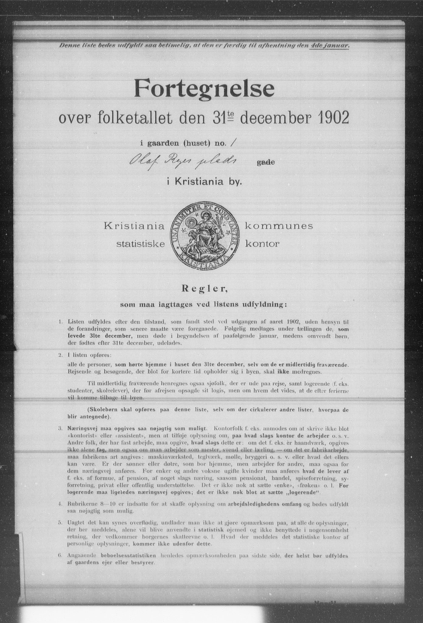 OBA, Kommunal folketelling 31.12.1902 for Kristiania kjøpstad, 1902, s. 14274