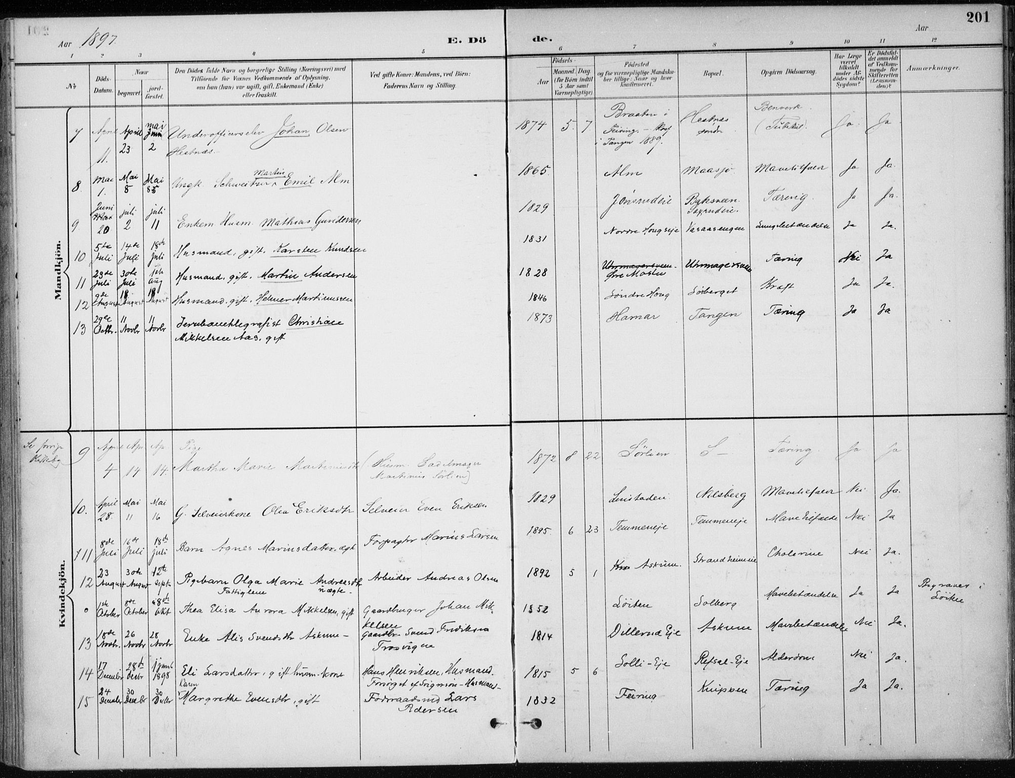 Stange prestekontor, AV/SAH-PREST-002/K/L0023: Ministerialbok nr. 23, 1897-1920, s. 201