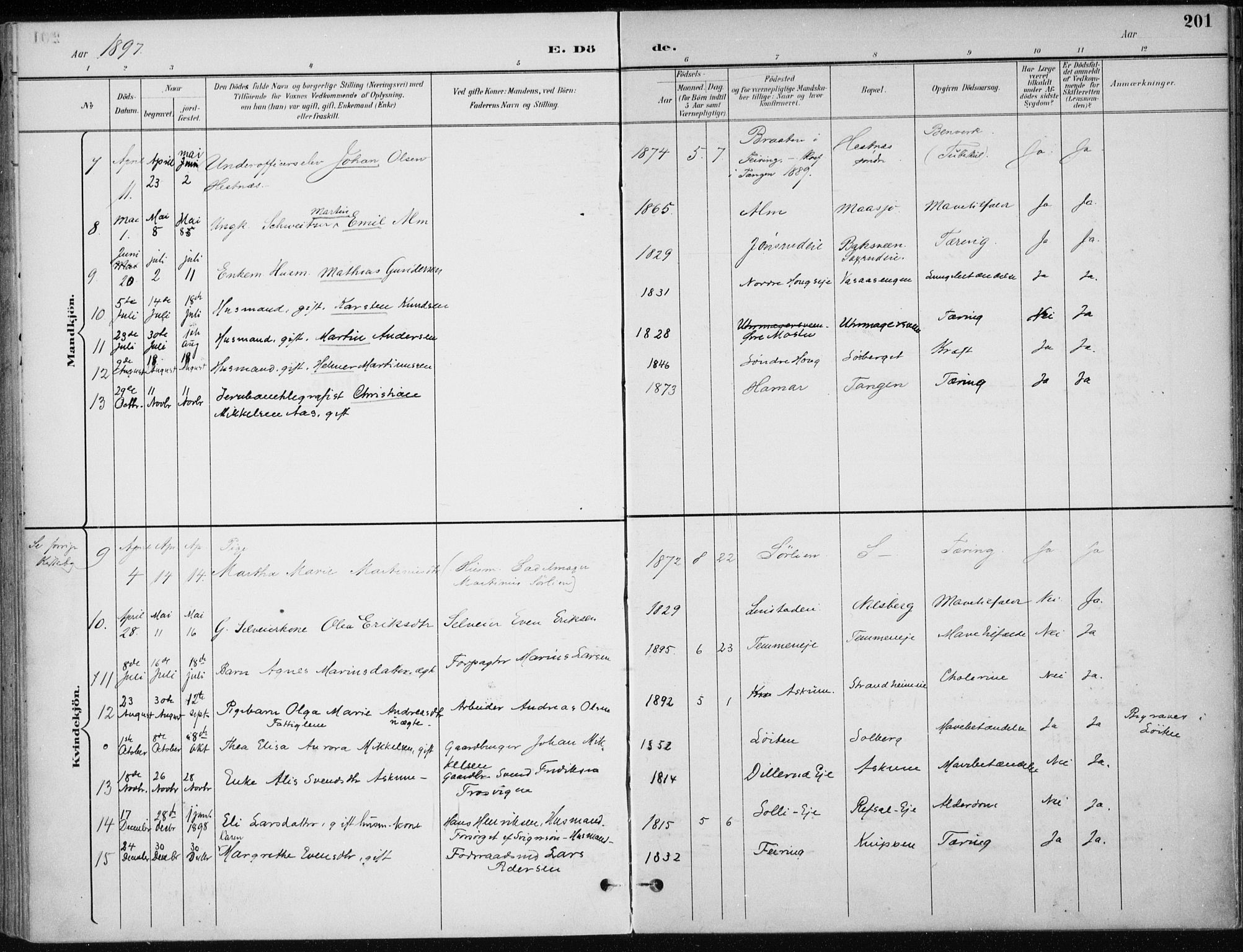 Stange prestekontor, SAH/PREST-002/K/L0023: Ministerialbok nr. 23, 1897-1920, s. 201