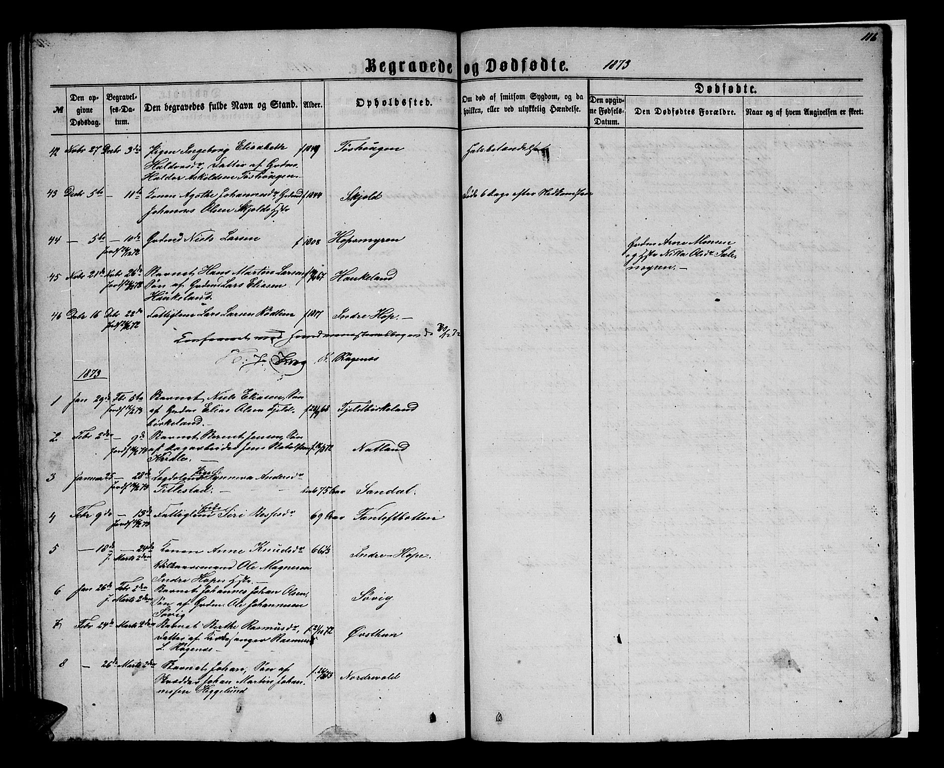 Birkeland Sokneprestembete, AV/SAB-A-74601/H/Hab: Klokkerbok nr. A 2, 1863-1876, s. 116