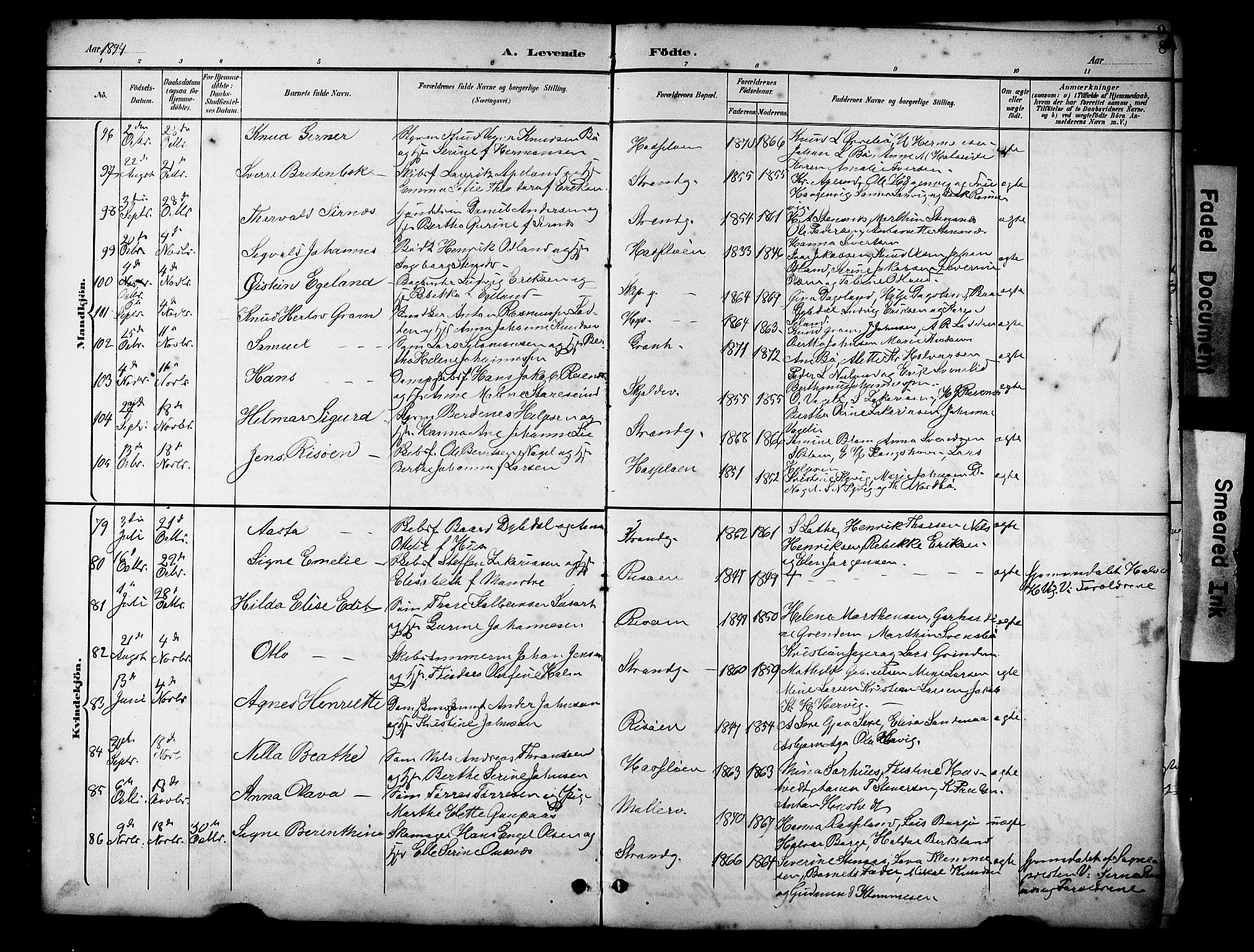 Haugesund sokneprestkontor, AV/SAST-A -101863/H/Ha/Hab/L0005: Klokkerbok nr. B 5, 1894-1908, s. 8