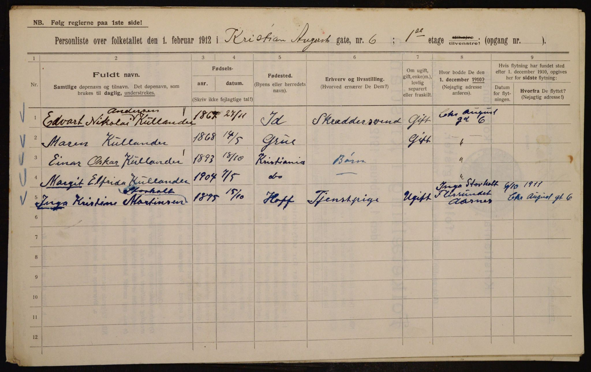 OBA, Kommunal folketelling 1.2.1912 for Kristiania, 1912, s. 54220