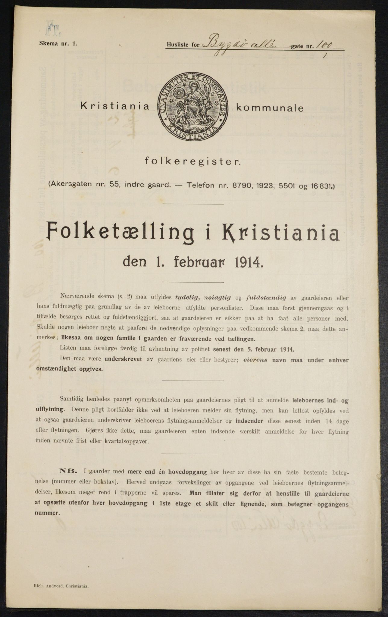 OBA, Kommunal folketelling 1.2.1914 for Kristiania, 1914, s. 11164