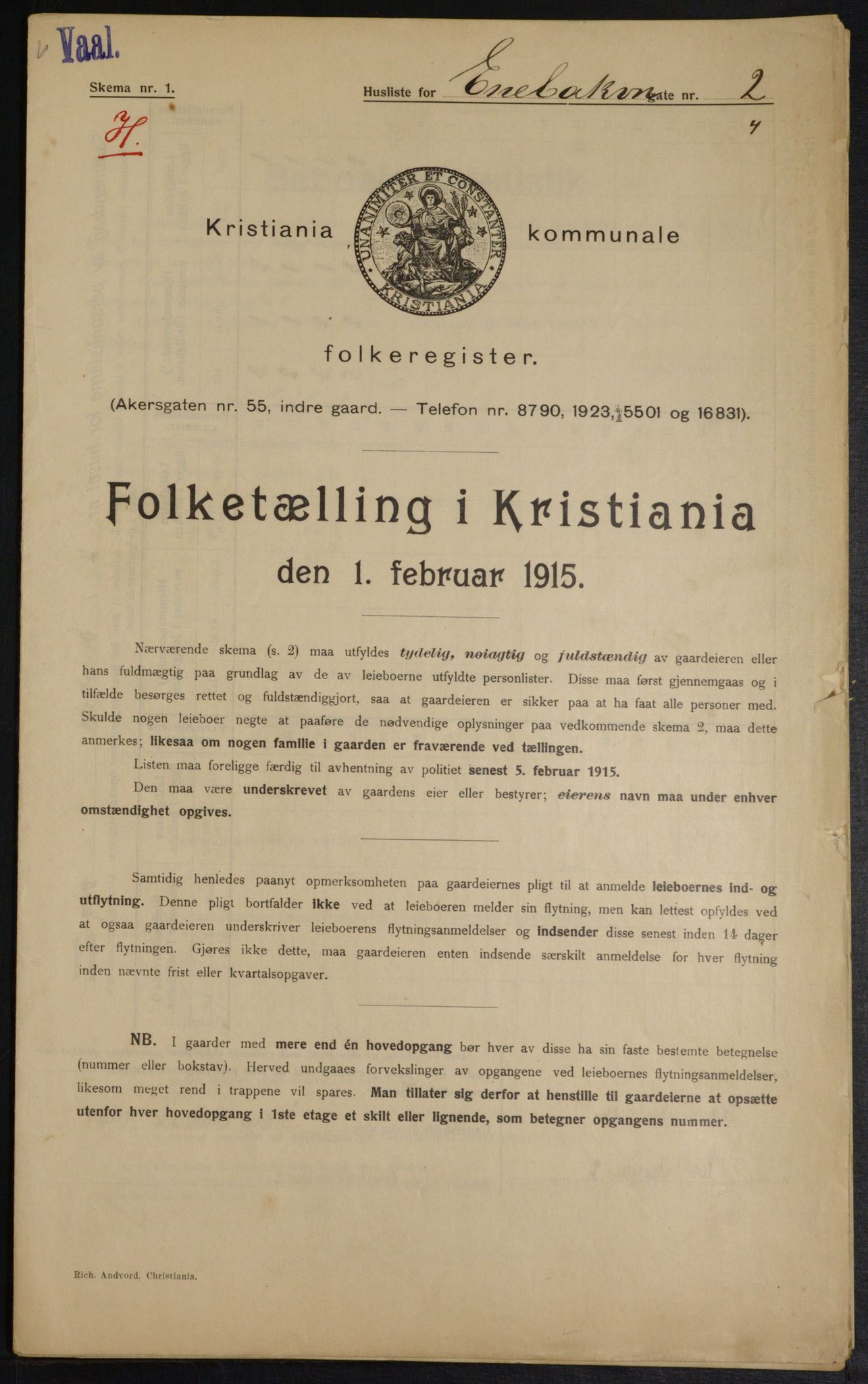 OBA, Kommunal folketelling 1.2.1915 for Kristiania, 1915, s. 20577