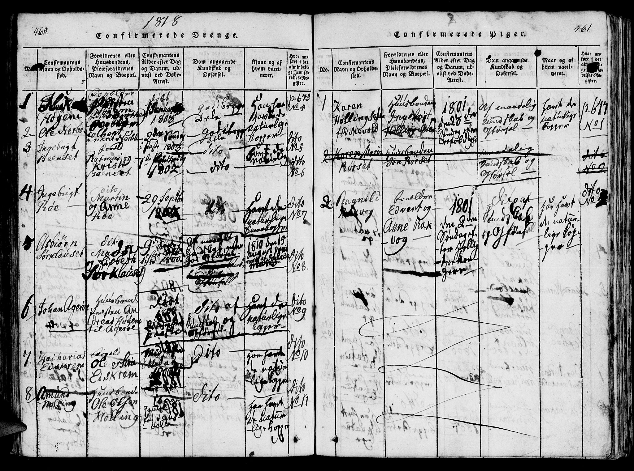 Ministerialprotokoller, klokkerbøker og fødselsregistre - Møre og Romsdal, SAT/A-1454/560/L0718: Ministerialbok nr. 560A02, 1817-1844, s. 460-461