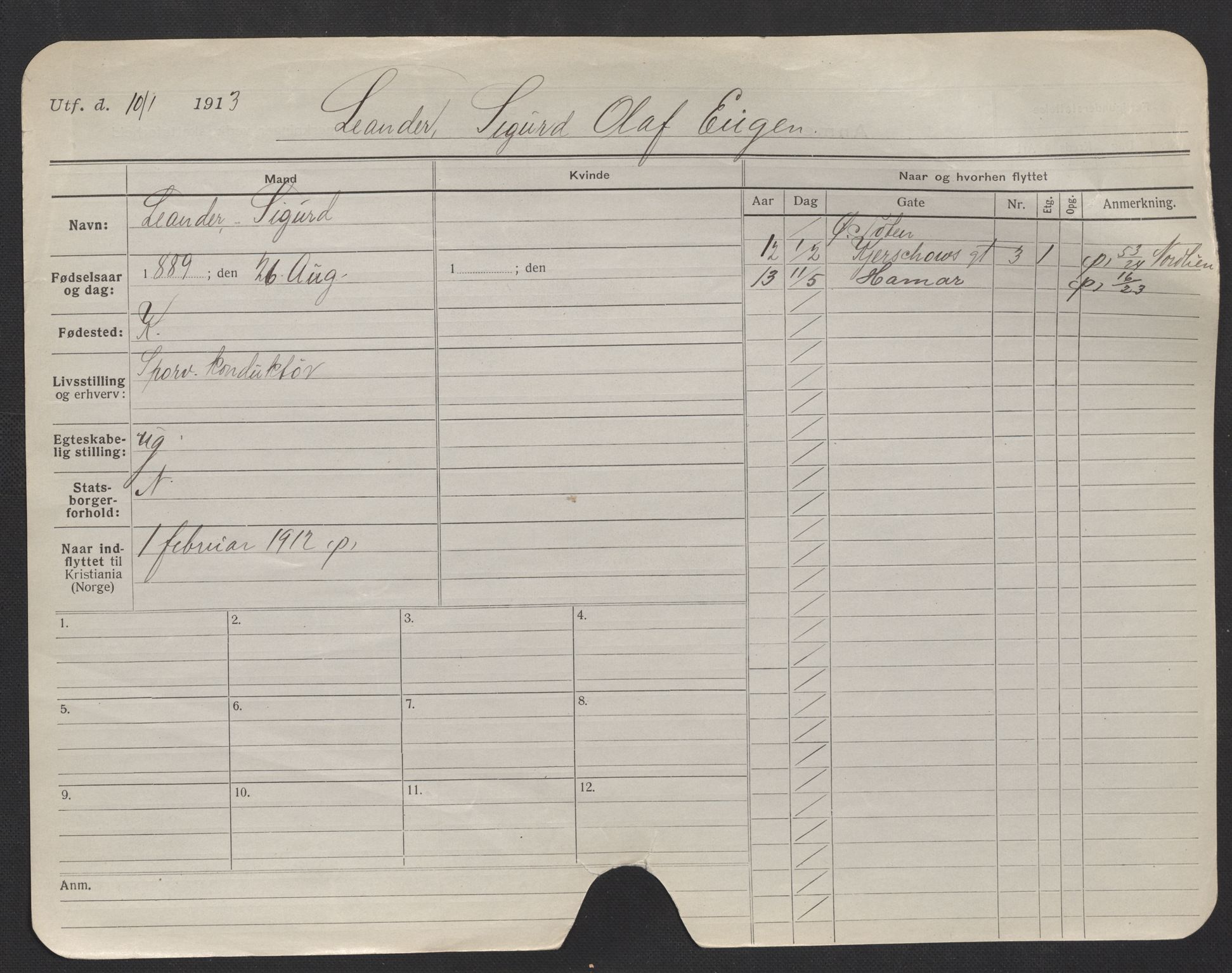 Oslo folkeregister, Registerkort, AV/SAO-A-11715/F/Fa/Fac/L0007: Menn, 1906-1914, s. 30a