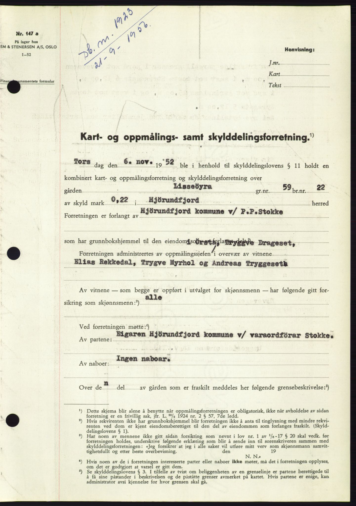 Søre Sunnmøre sorenskriveri, AV/SAT-A-4122/1/2/2C/L0104: Pantebok nr. 30A, 1956-1956, Dagboknr: 1923/1956