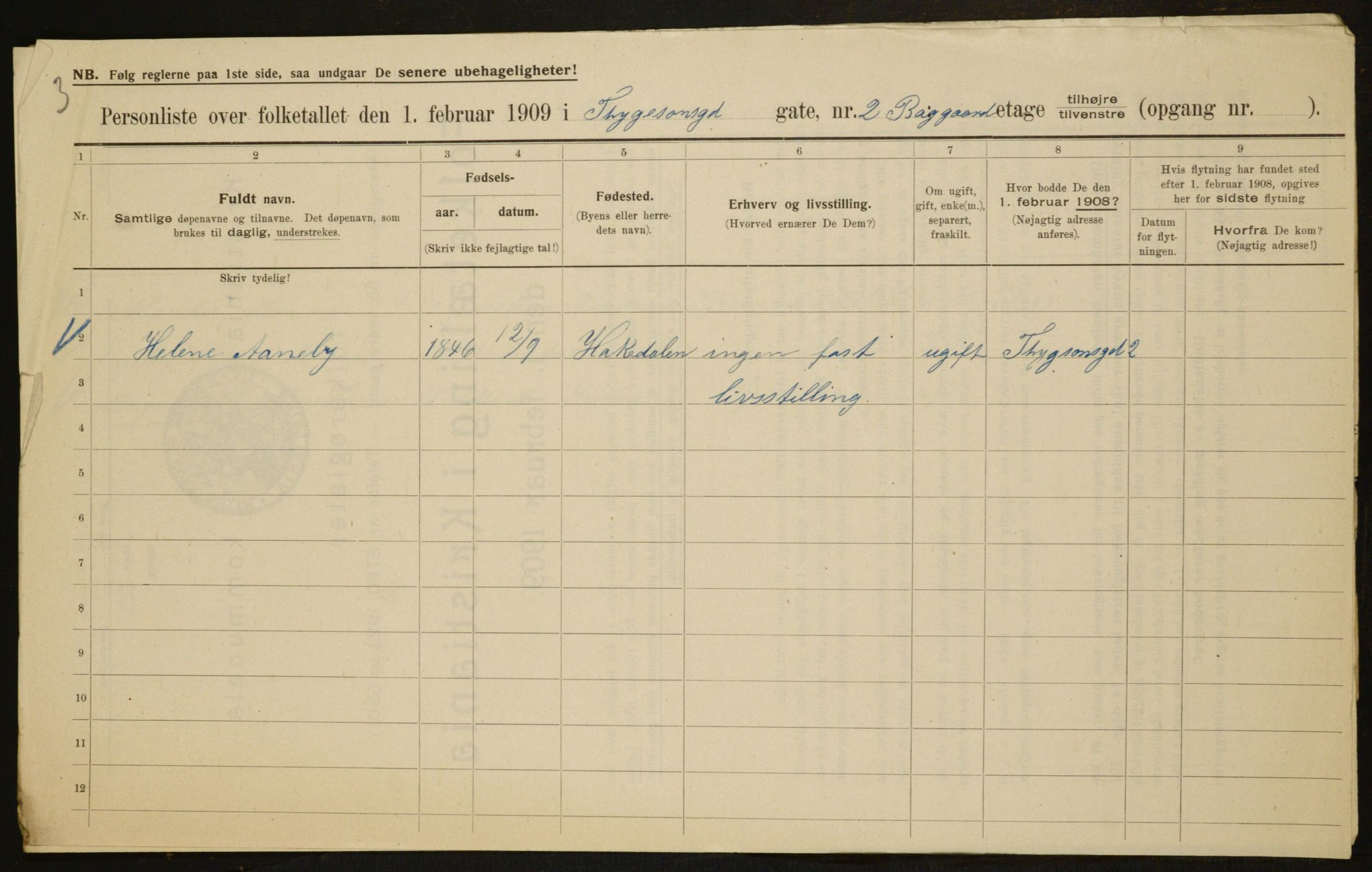 OBA, Kommunal folketelling 1.2.1909 for Kristiania kjøpstad, 1909, s. 100951