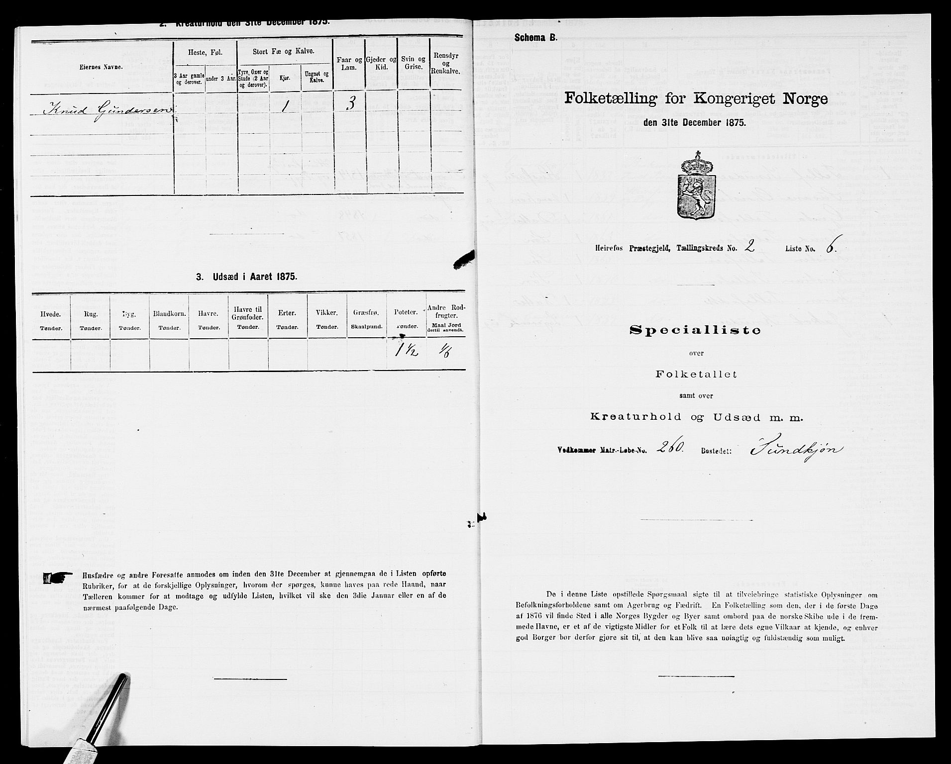 SAK, Folketelling 1875 for 0933P Herefoss prestegjeld, 1875, s. 119