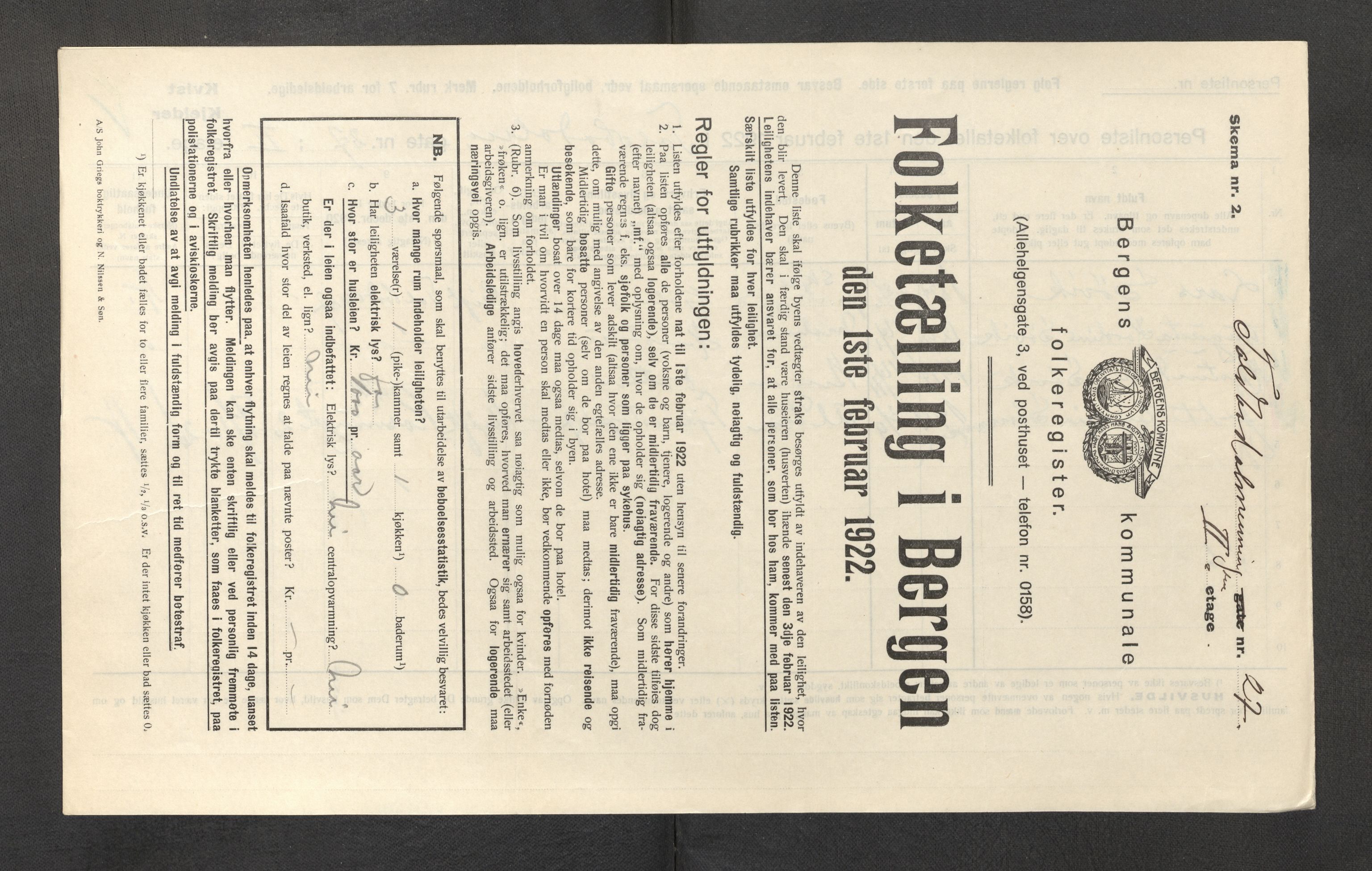 SAB, Kommunal folketelling 1922 for Bergen kjøpstad, 1922, s. 44147
