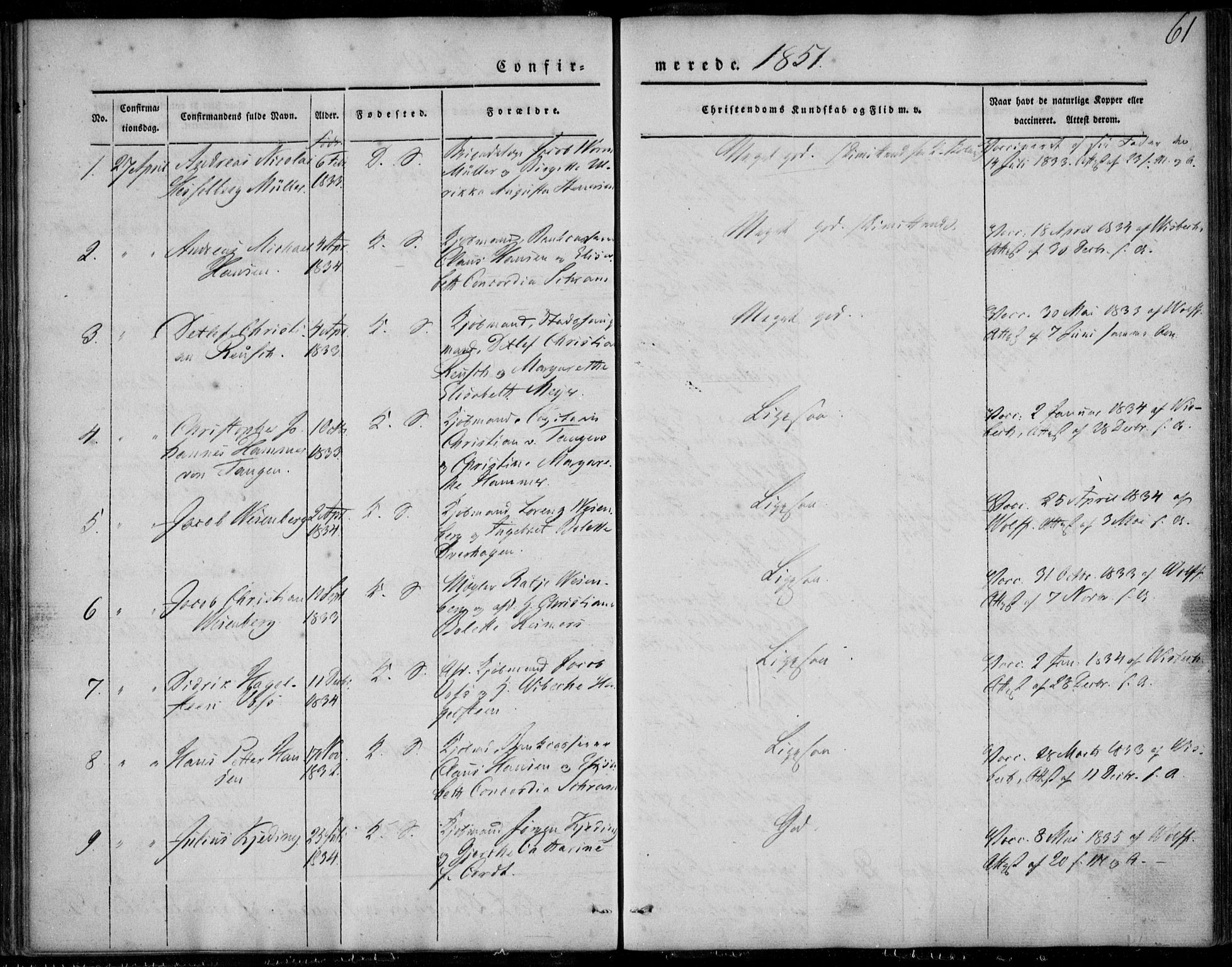 Korskirken sokneprestembete, SAB/A-76101/H/Haa/L0026: Ministerialbok nr. C 2, 1842-1854, s. 61