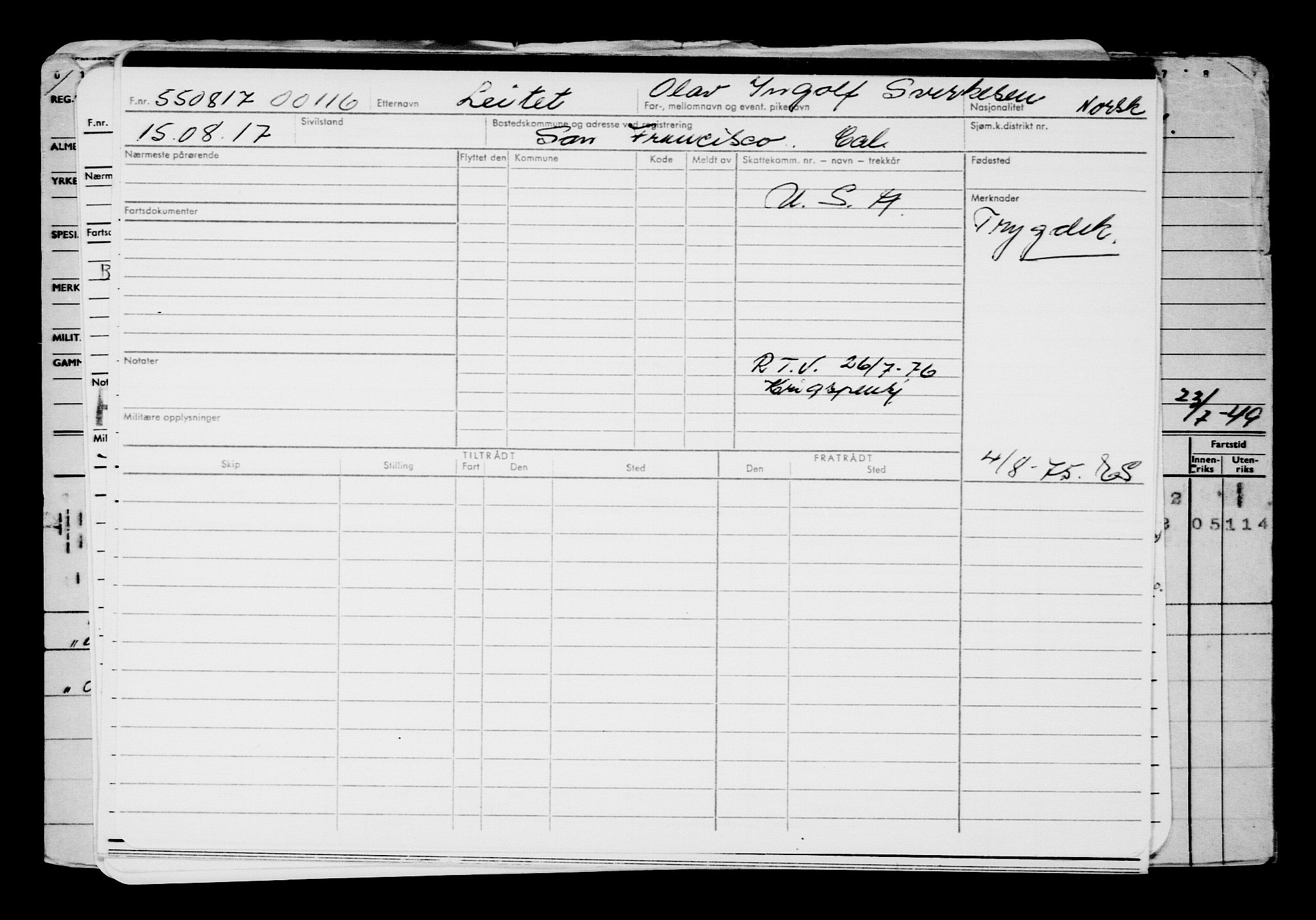 Direktoratet for sjømenn, AV/RA-S-3545/G/Gb/L0151: Hovedkort, 1917, s. 11
