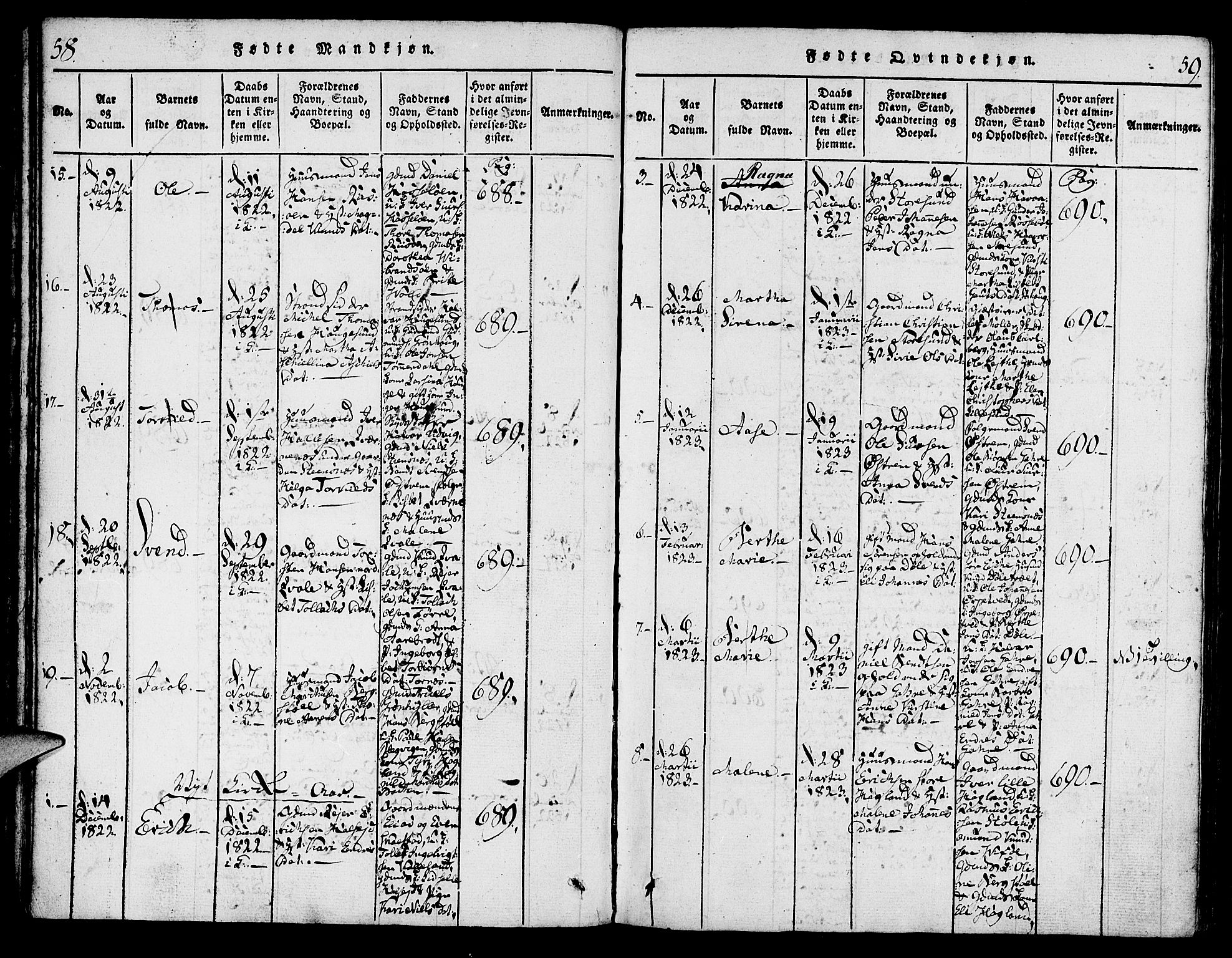 Torvastad sokneprestkontor, SAST/A -101857/H/Ha/Haa/L0004: Ministerialbok nr. A 4, 1817-1836, s. 58-59