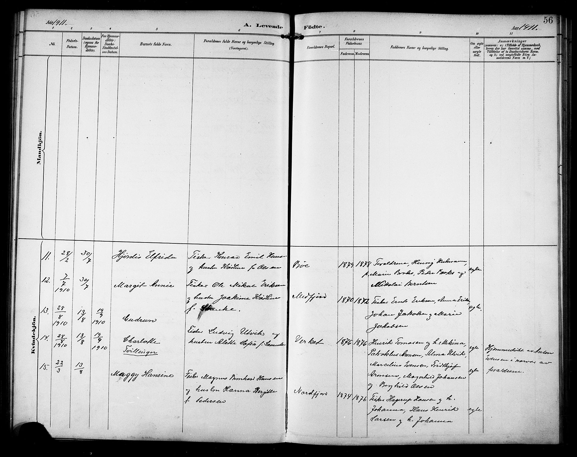 Berg sokneprestkontor, SATØ/S-1318/G/Ga/Gab/L0005klokker: Klokkerbok nr. 5, 1898-1911, s. 56