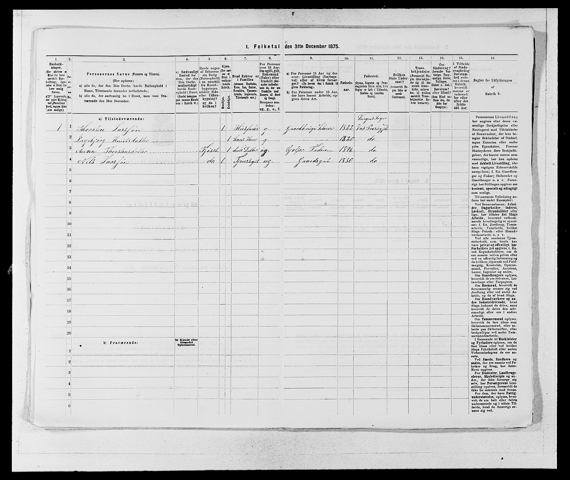 SAB, Folketelling 1875 for 1235P Voss prestegjeld, 1875, s. 1494