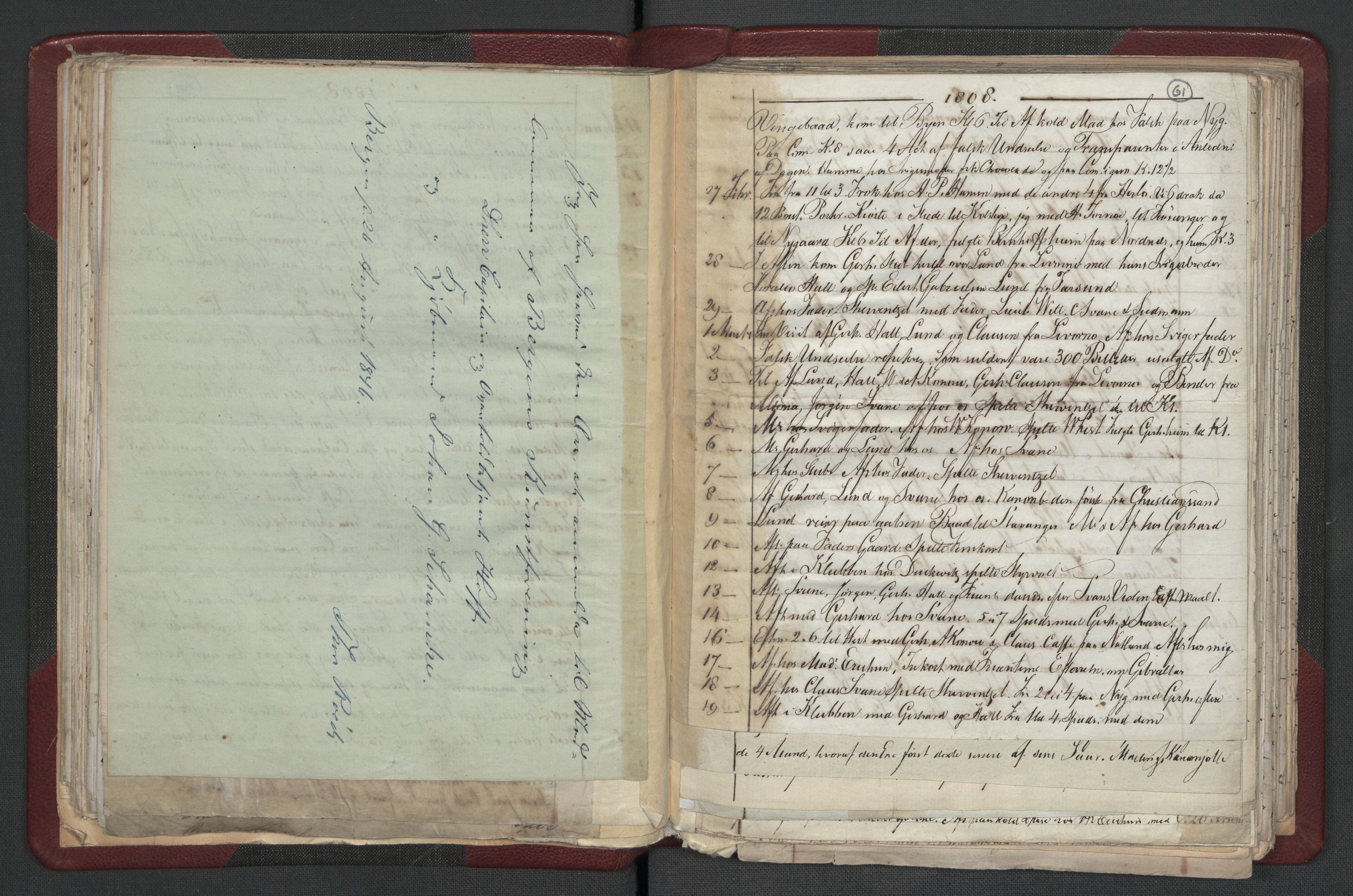Meltzer, Fredrik, AV/RA-PA-0028/F/L0001: Dagbok for årene 1796-1808, 1811, 1817, 1796-1817, s. 60b-61a