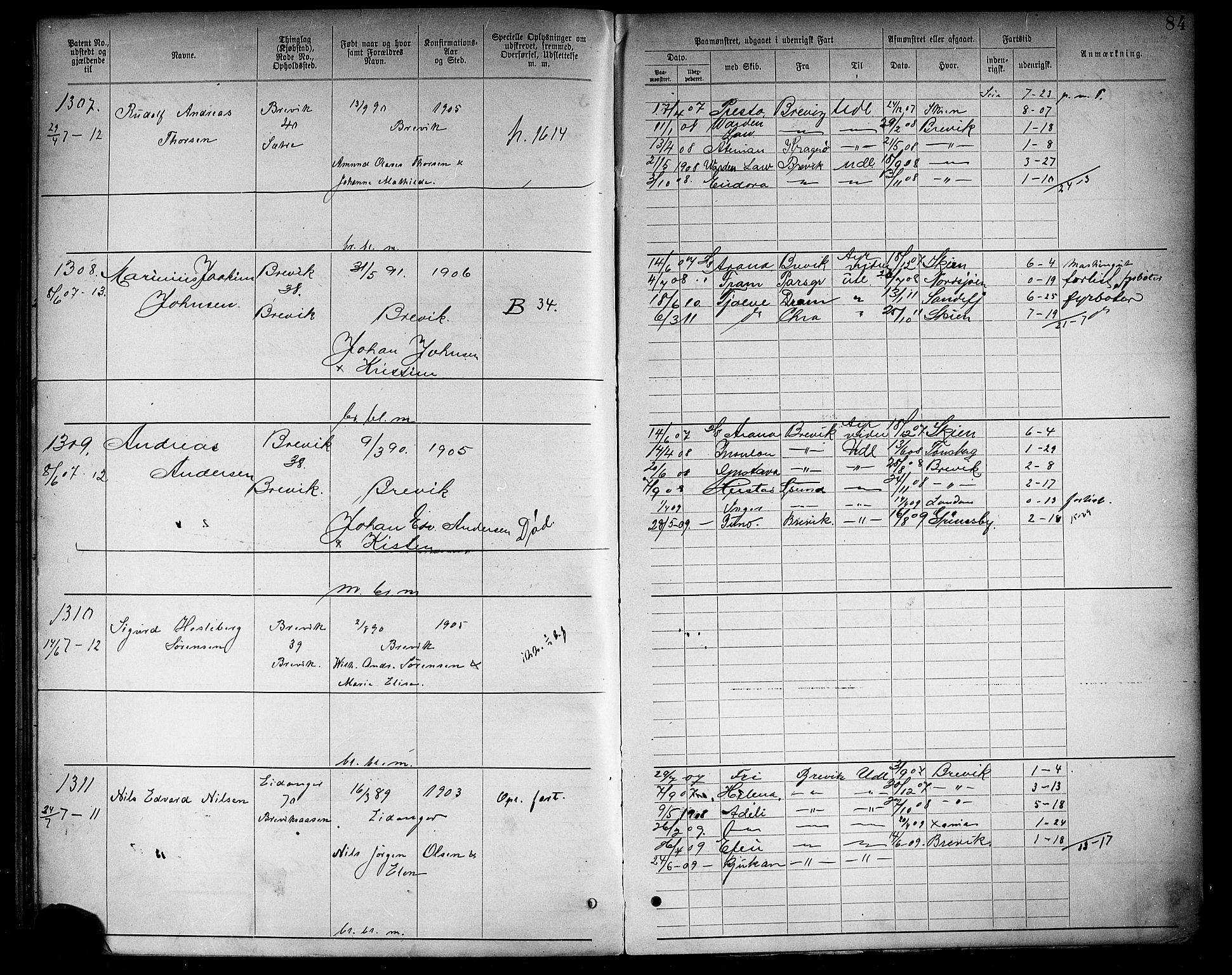 Brevik innrulleringskontor, AV/SAKO-A-833/F/Fa/L0003: Annotasjonsrulle, 1893-1911, s. 87