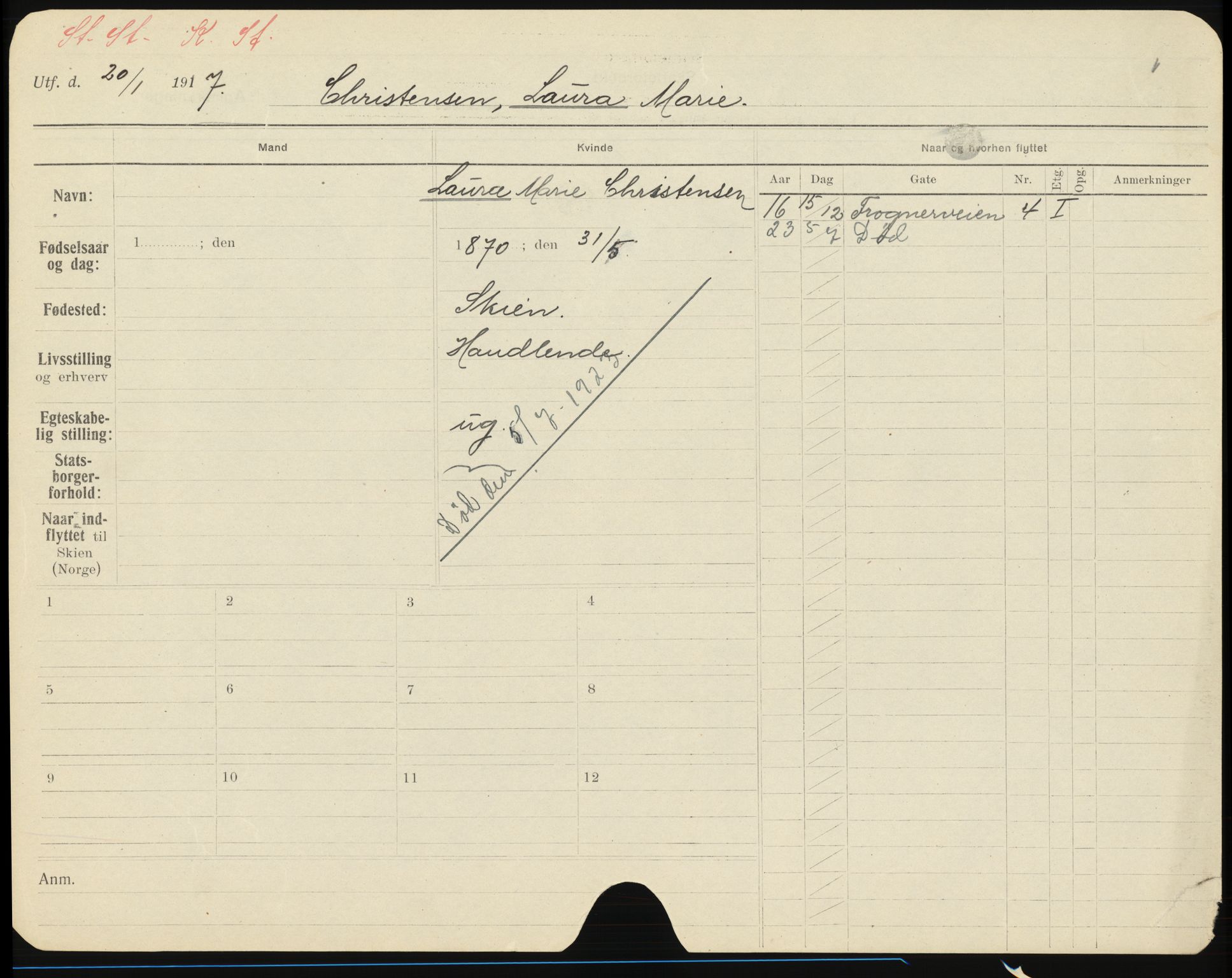 Skien folkeregister, AV/SAKO-A-425/H/Ha/L0001: Døde, 1916-1929, s. 1075