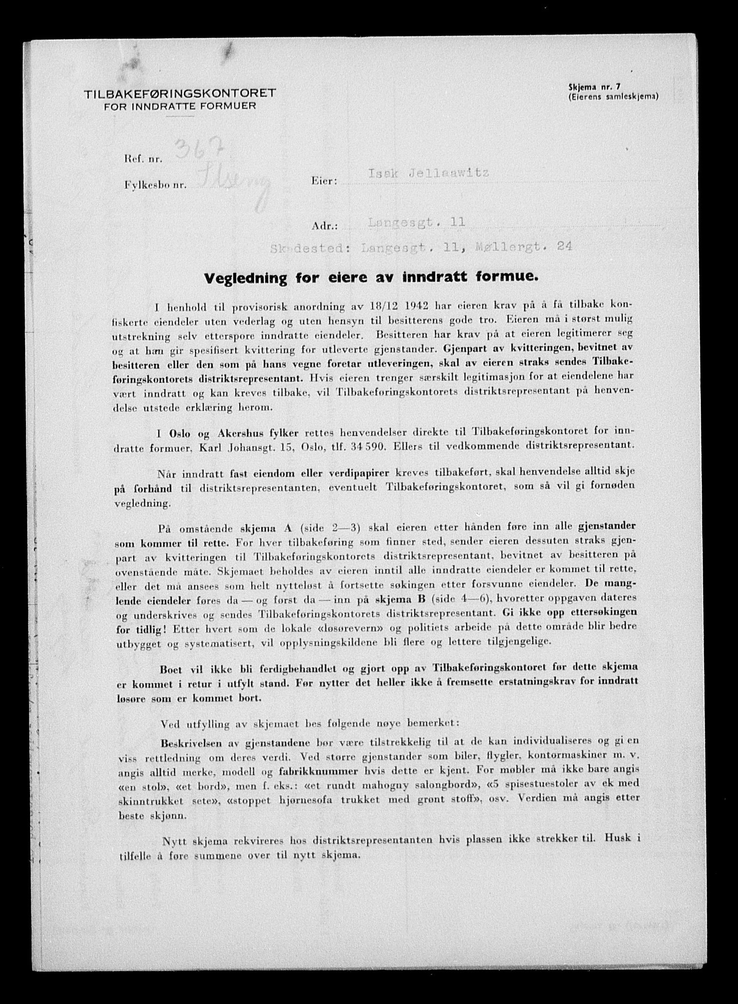 Justisdepartementet, Tilbakeføringskontoret for inndratte formuer, AV/RA-S-1564/H/Hc/Hcc/L0948: --, 1945-1947, s. 21