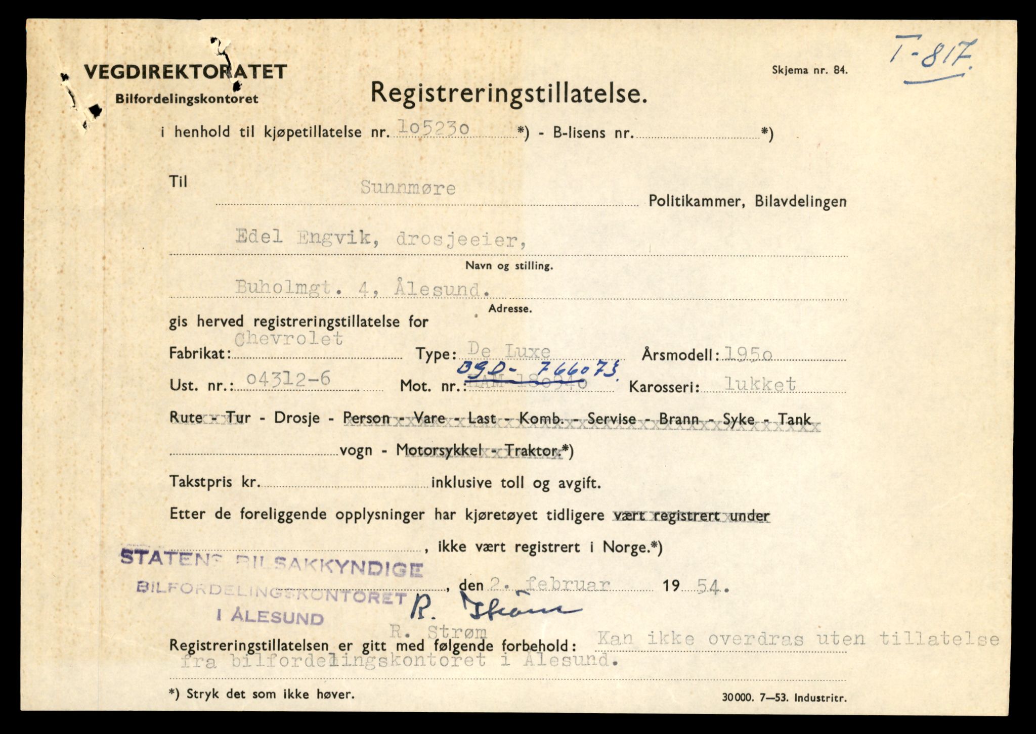 Møre og Romsdal vegkontor - Ålesund trafikkstasjon, AV/SAT-A-4099/F/Fe/L0006: Registreringskort for kjøretøy T 547 - T 650, 1927-1998, s. 1335