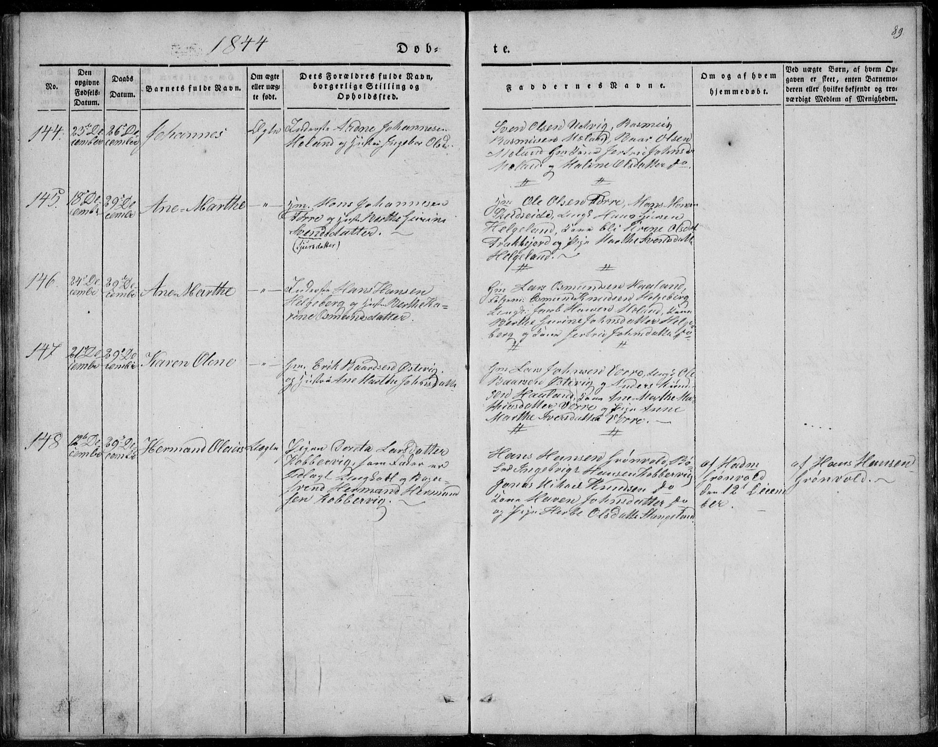 Avaldsnes sokneprestkontor, AV/SAST-A -101851/H/Ha/Haa/L0006: Ministerialbok nr. A 6, 1839-1847, s. 89