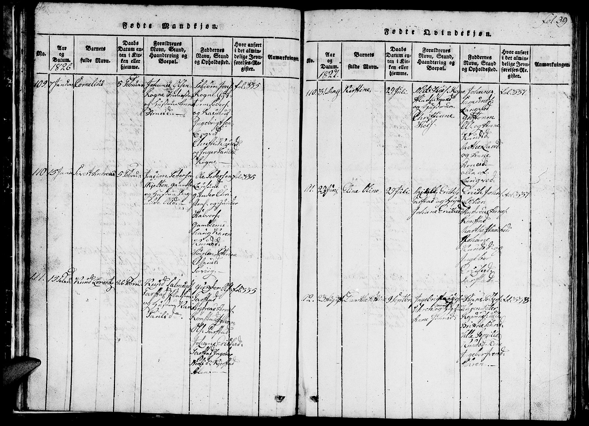 Ministerialprotokoller, klokkerbøker og fødselsregistre - Møre og Romsdal, SAT/A-1454/536/L0506: Klokkerbok nr. 536C01, 1818-1859, s. 39