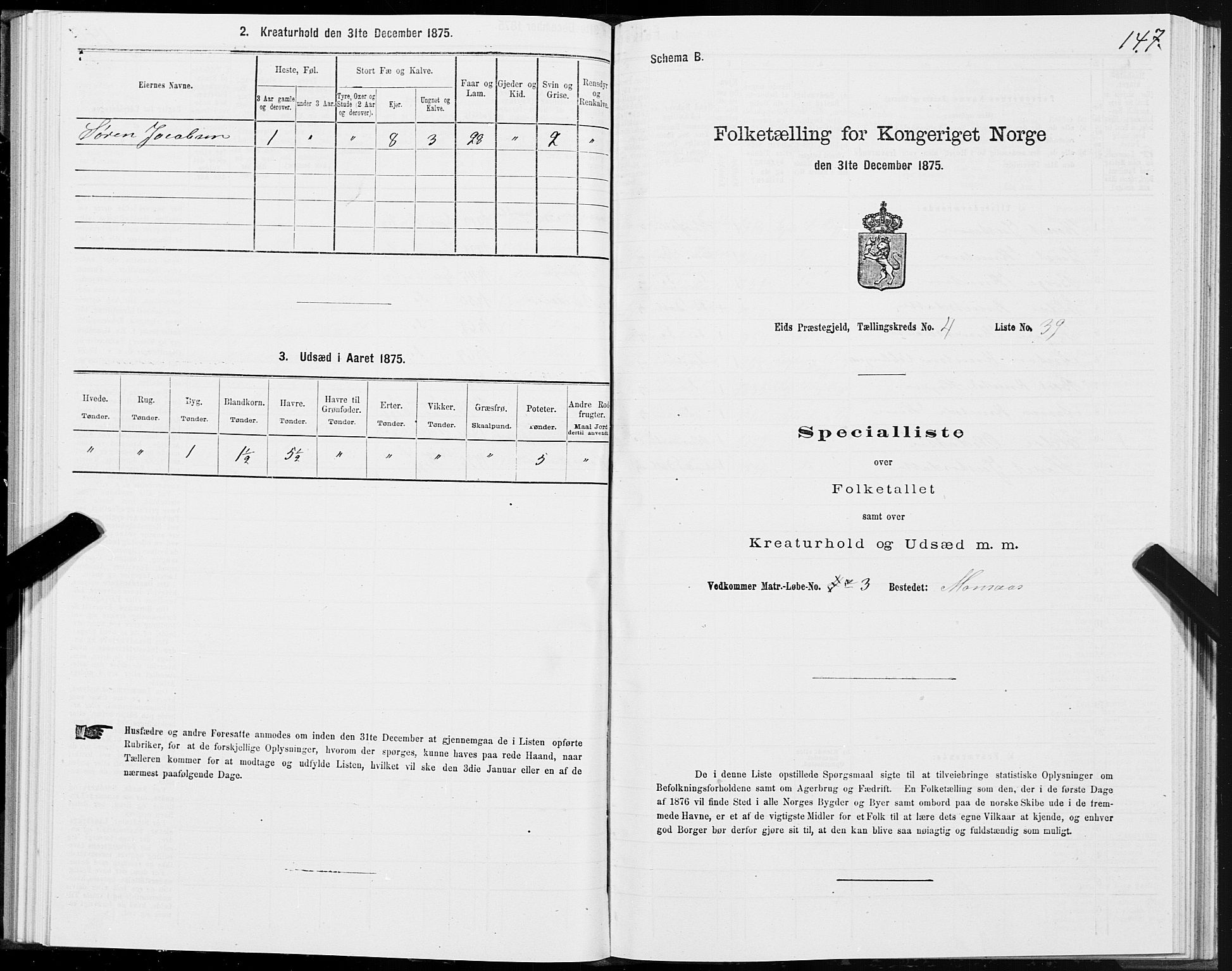 SAT, Folketelling 1875 for 1538P Eid prestegjeld, 1875, s. 2147