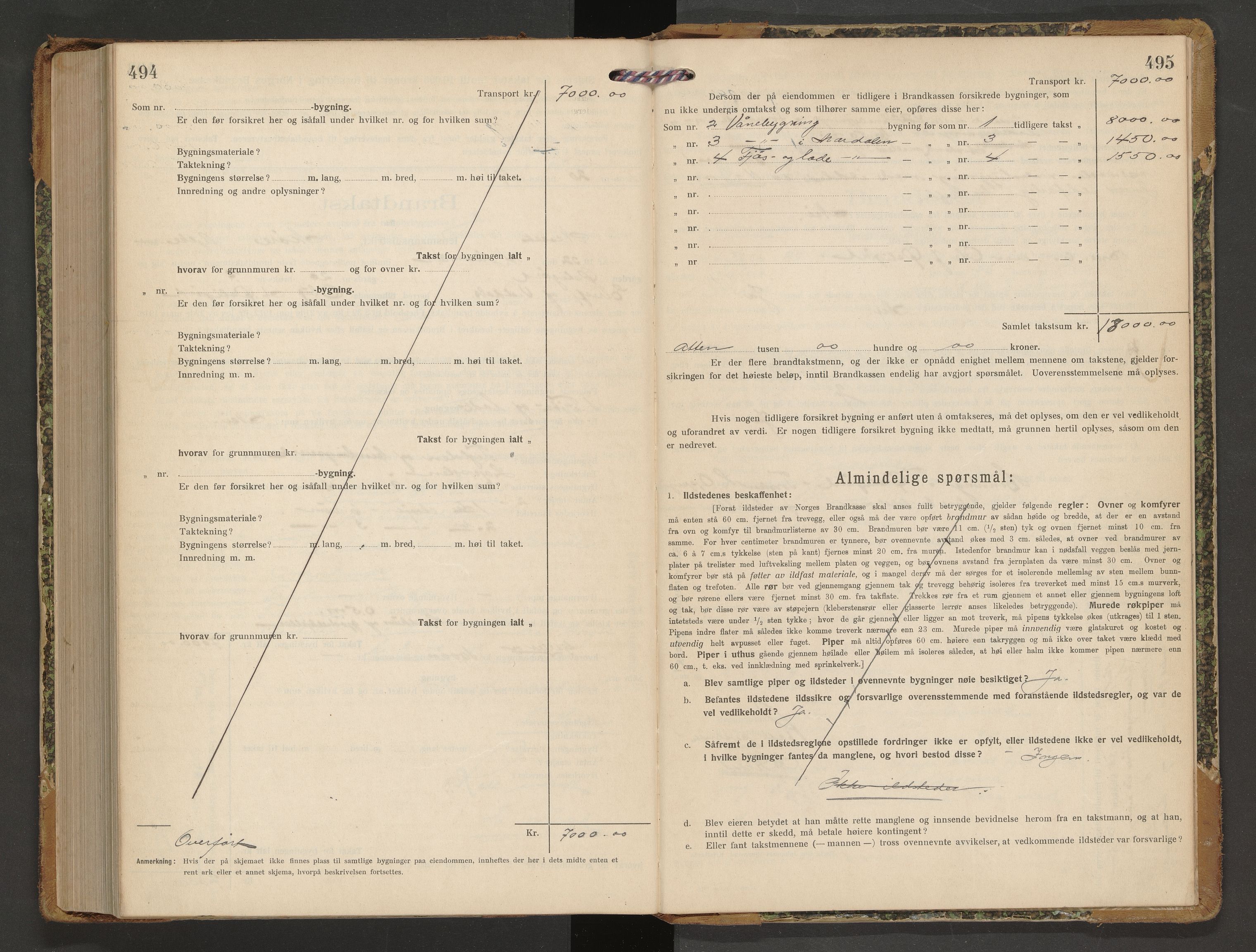 Norges Brannkasse Nesset, SAT/A-5501/F/Fb/L0003: Branntakstprotokoll, 1919-1932, s. 494-495
