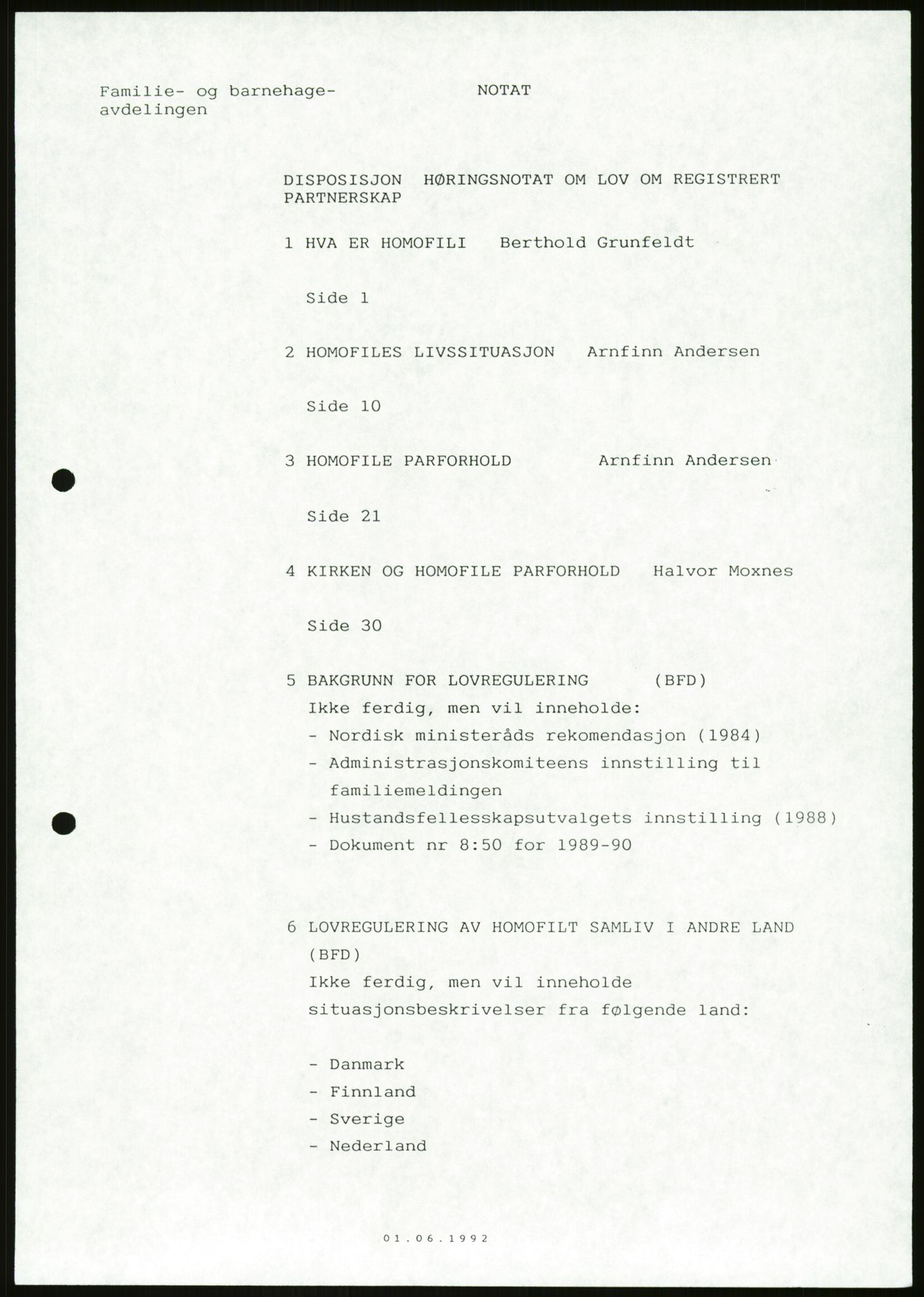 Det Norske Forbundet av 1948/Landsforeningen for Lesbisk og Homofil Frigjøring, AV/RA-PA-1216/D/Da/L0001: Partnerskapsloven, 1990-1993, s. 645