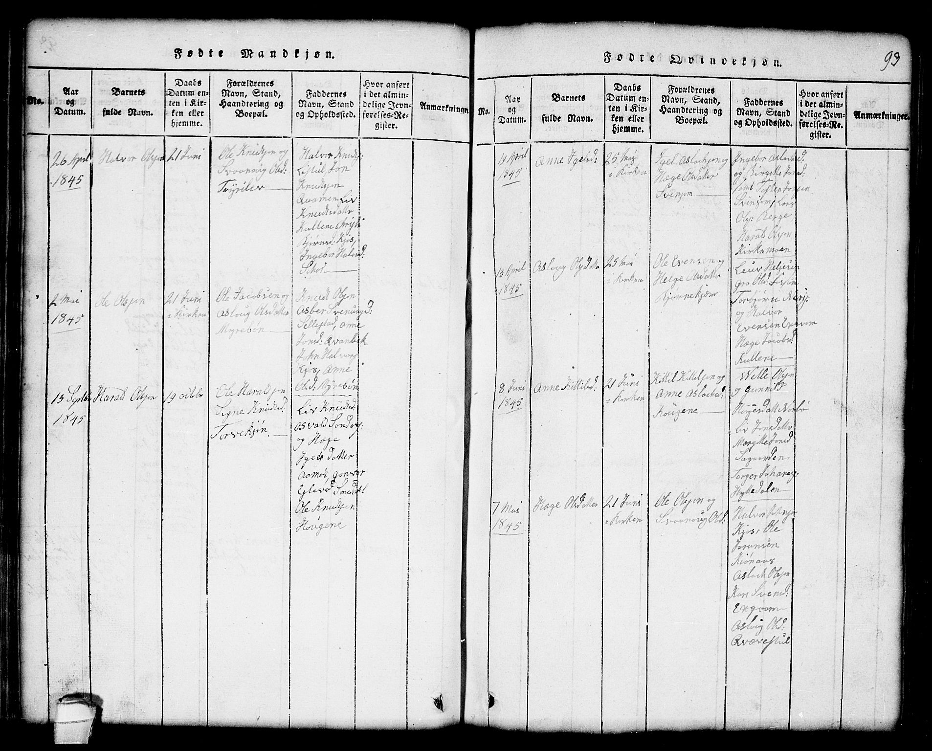 Seljord kirkebøker, AV/SAKO-A-20/G/Gc/L0001: Klokkerbok nr. III 1, 1815-1849, s. 93