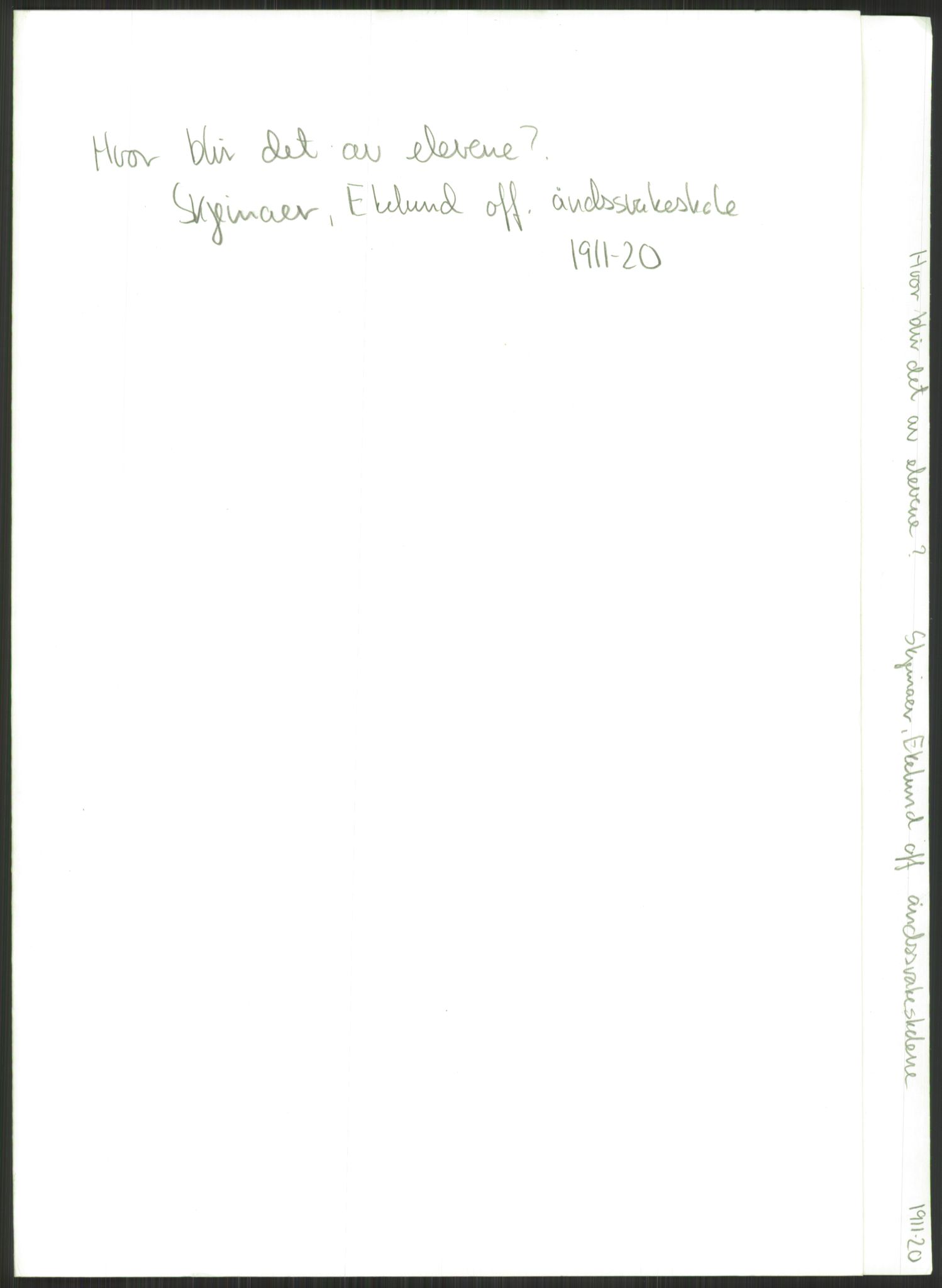 Kirke- og undervisningsdepartementet, 1. skolekontor D, AV/RA-S-1021/F/Fh/Fhl/L0044: Hvor blir det av elevene?, 1911-1921, s. 395