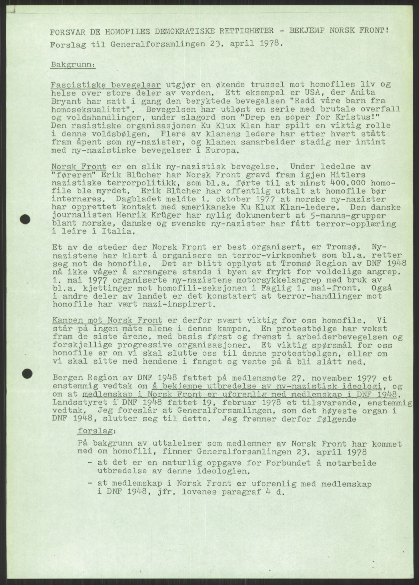 Det Norske Forbundet av 1948/Landsforeningen for Lesbisk og Homofil Frigjøring, AV/RA-PA-1216/D/Dd/L0001: Diskriminering, 1973-1991, s. 1113