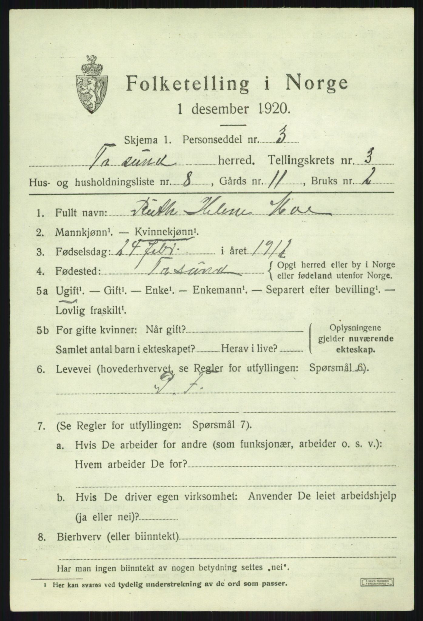 SATØ, Folketelling 1920 for 1934 Tromsøysund herred, 1920, s. 2780
