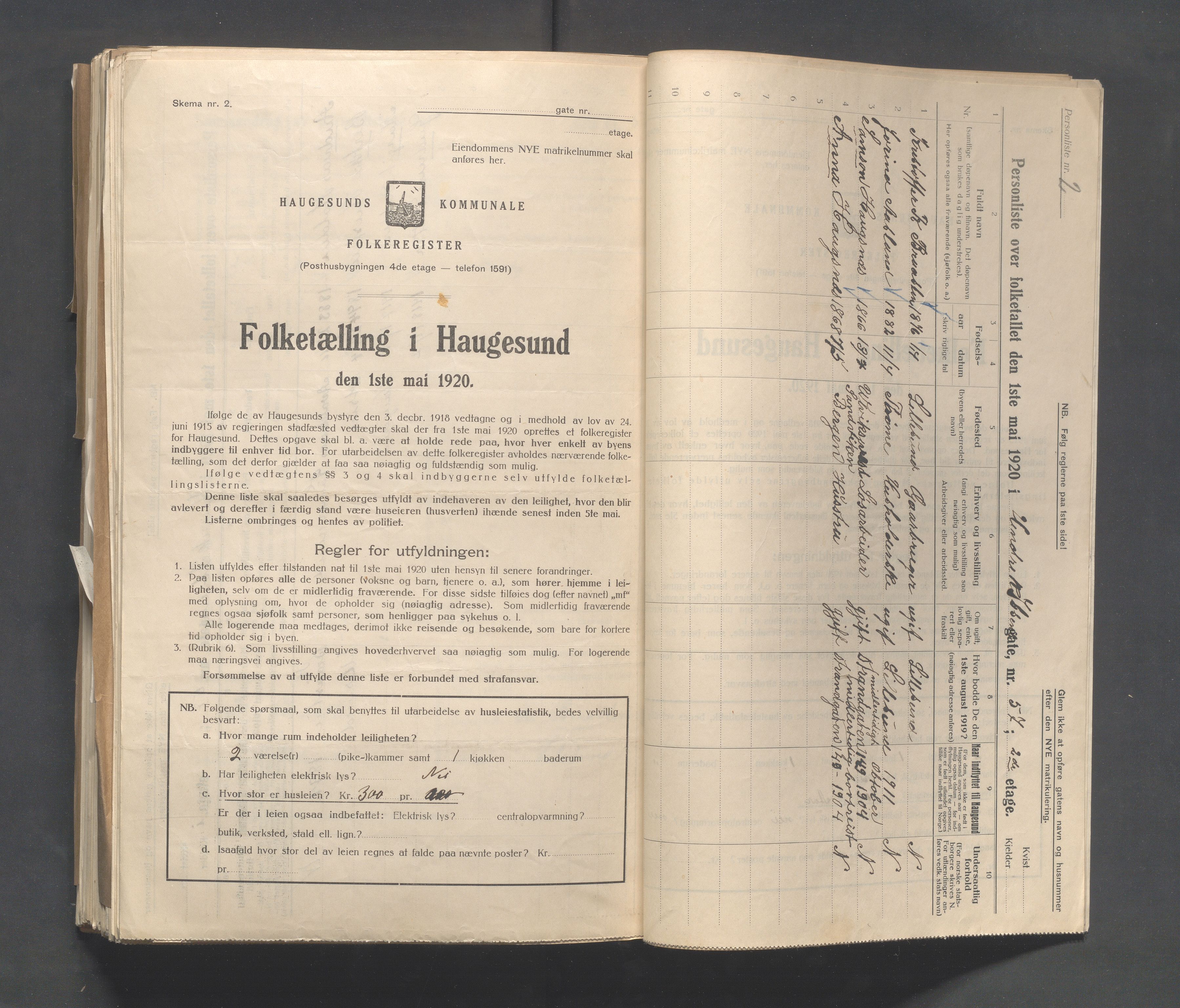 IKAR, Kommunal folketelling 1.5.1920 for Haugesund, 1920, s. 1449