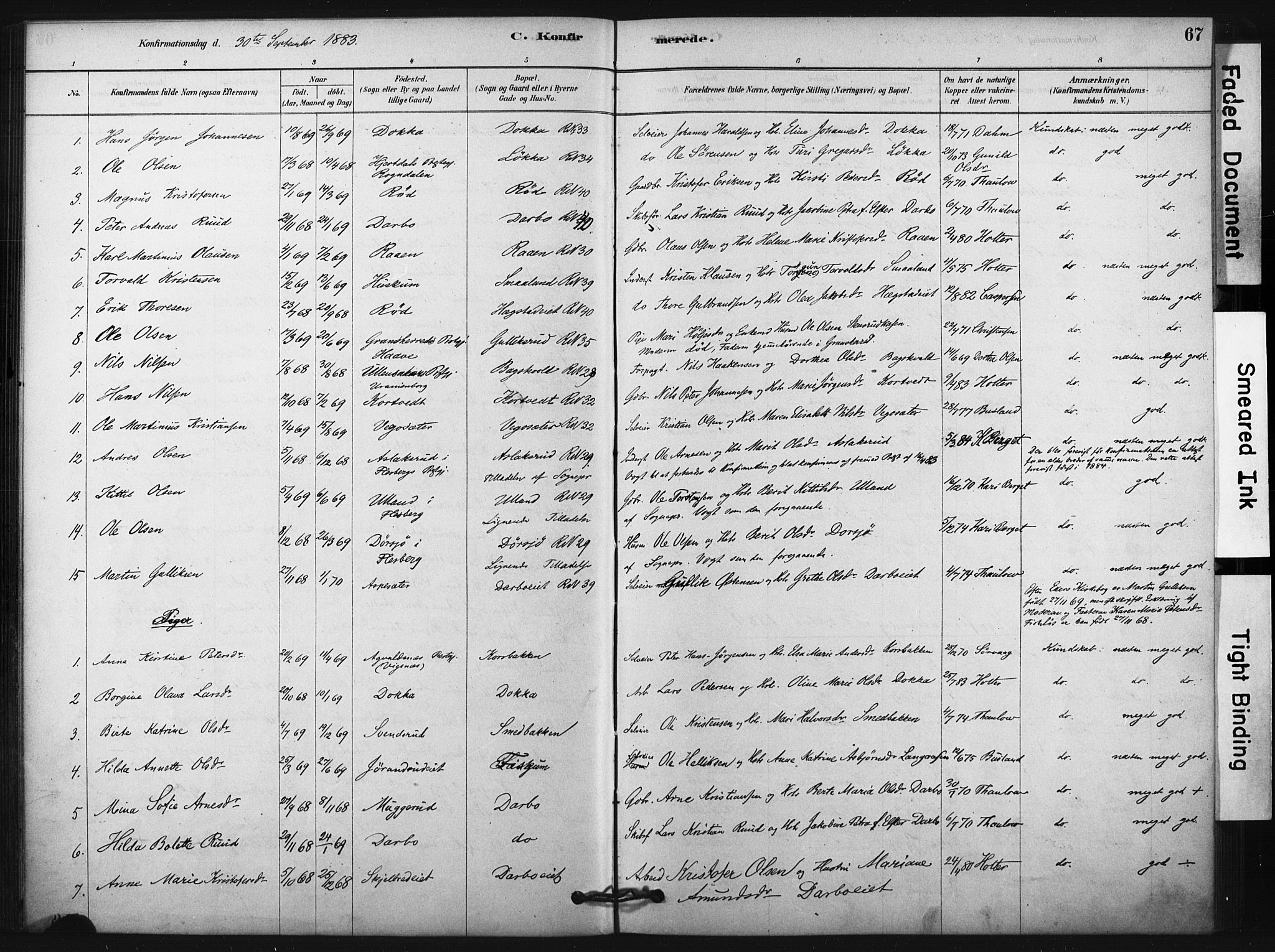 Fiskum kirkebøker, AV/SAKO-A-15/F/Fa/L0002: Ministerialbok nr. 2, 1878-1890, s. 67