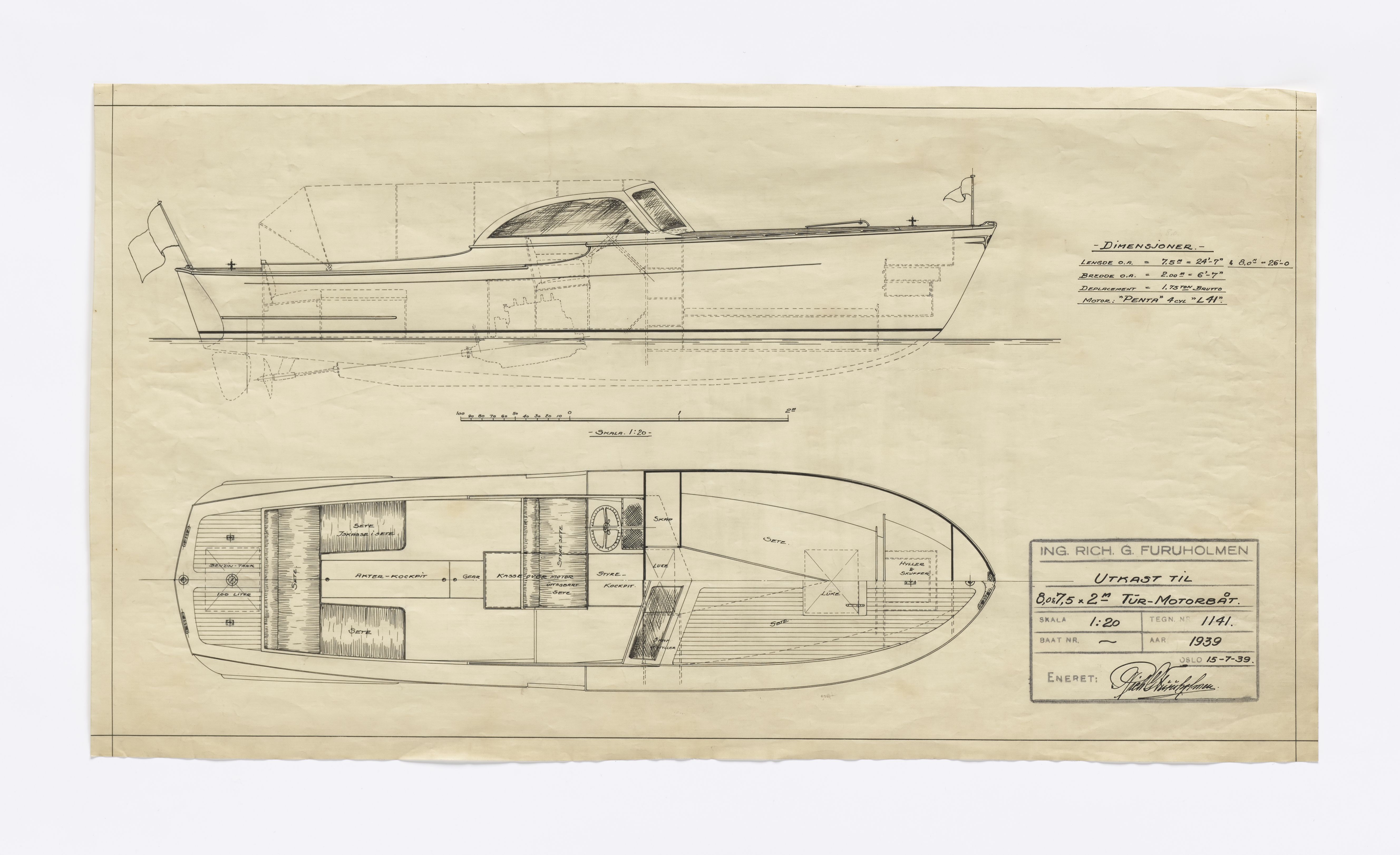 Furuholmen & Scheen, AFM/OM-1003/T/Ta/L0004/0001: Motorbåt / Furuholmen, 1934-1954