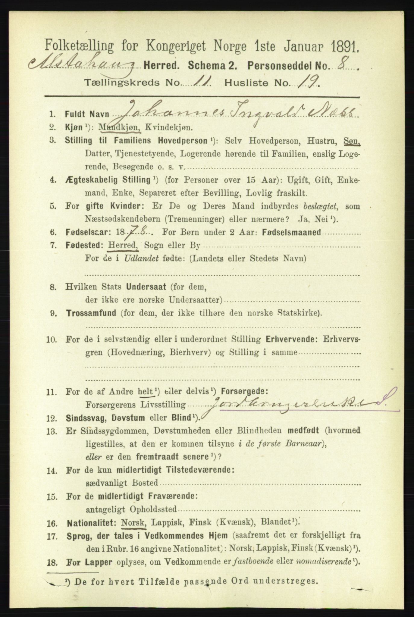 RA, Folketelling 1891 for 1820 Alstahaug herred, 1891, s. 3992