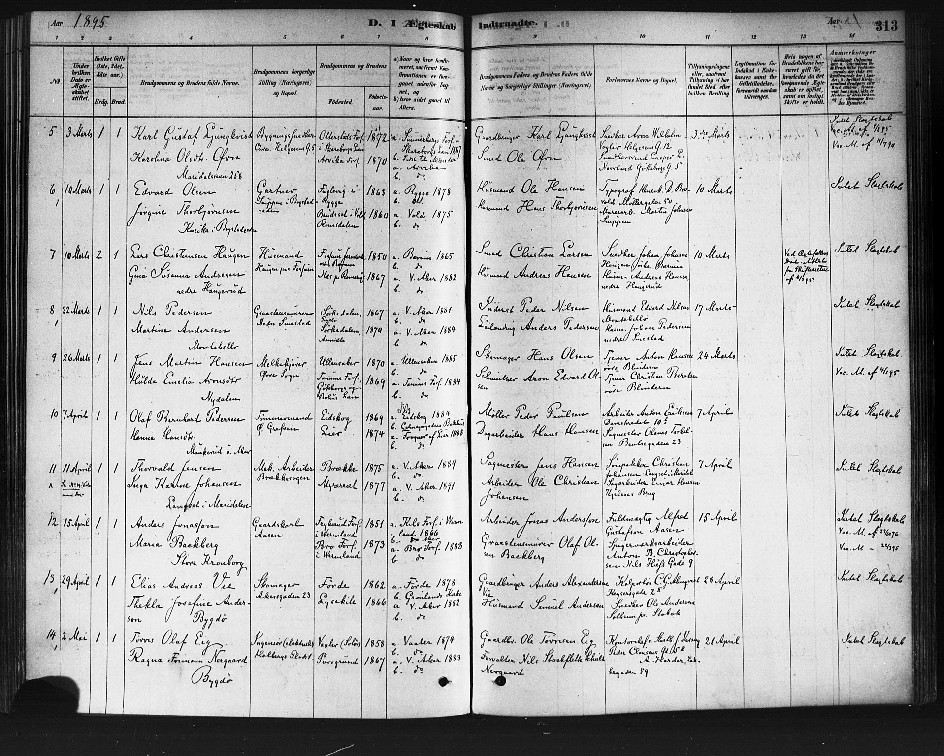 Vestre Aker prestekontor Kirkebøker, AV/SAO-A-10025/F/Fa/L0008: Ministerialbok nr. 8, 1878-1903, s. 313