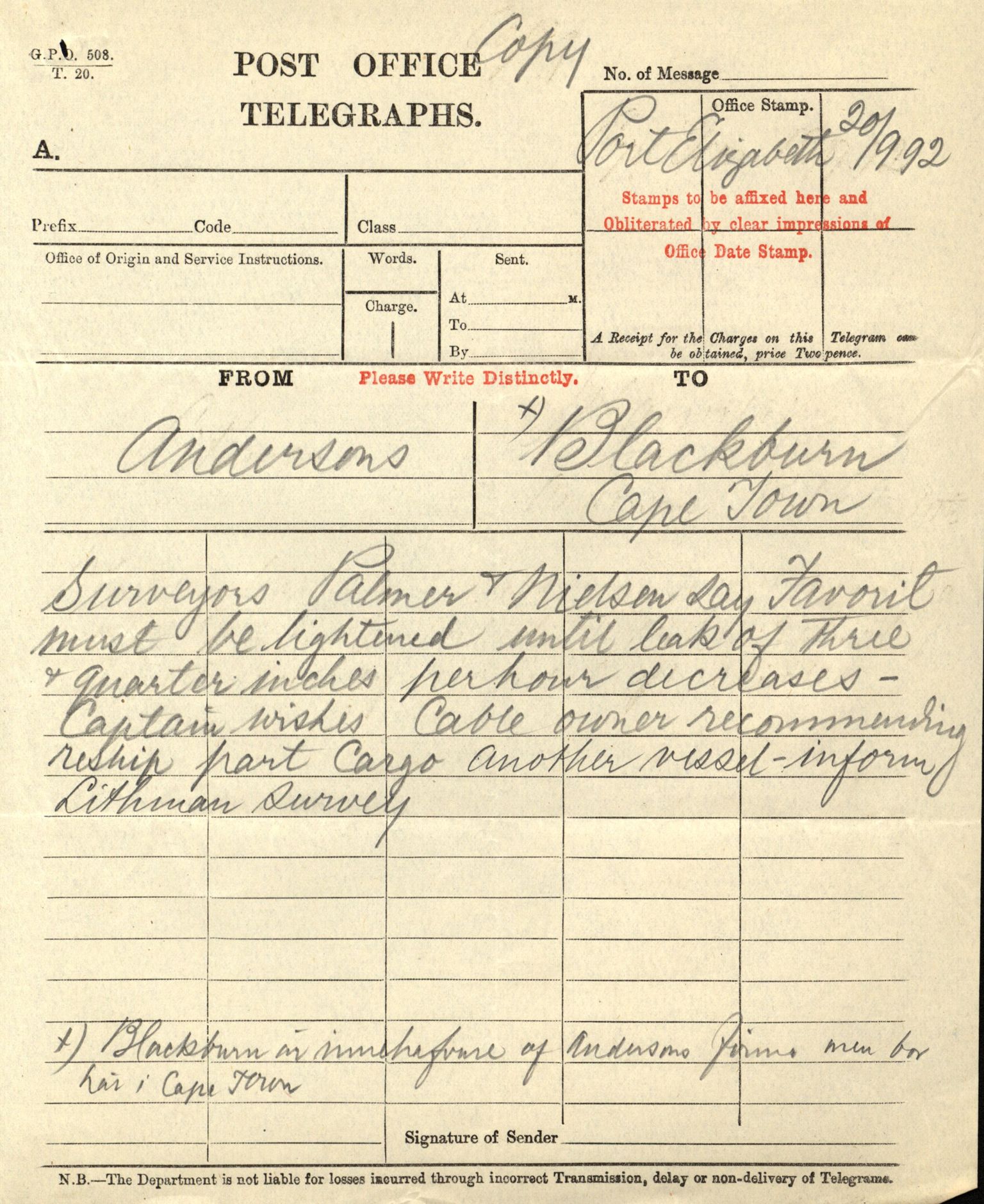 Pa 63 - Østlandske skibsassuranceforening, VEMU/A-1079/G/Ga/L0028/0002: Havaridokumenter / Marie, Favorit, Tabor, Sylphiden, Berthel, America, 1892, s. 24