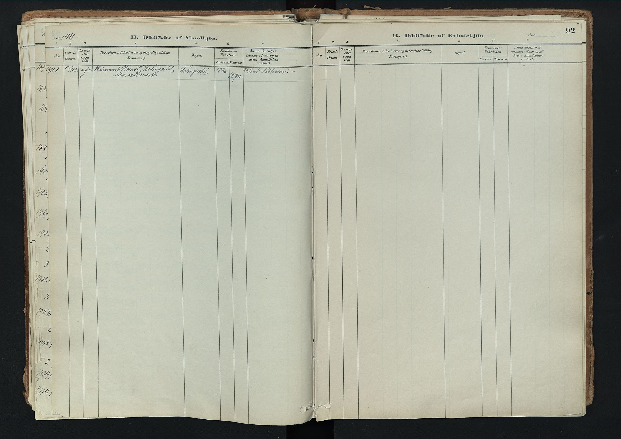 Nord-Fron prestekontor, SAH/PREST-080/H/Ha/Haa/L0003: Ministerialbok nr. 3, 1884-1914, s. 92