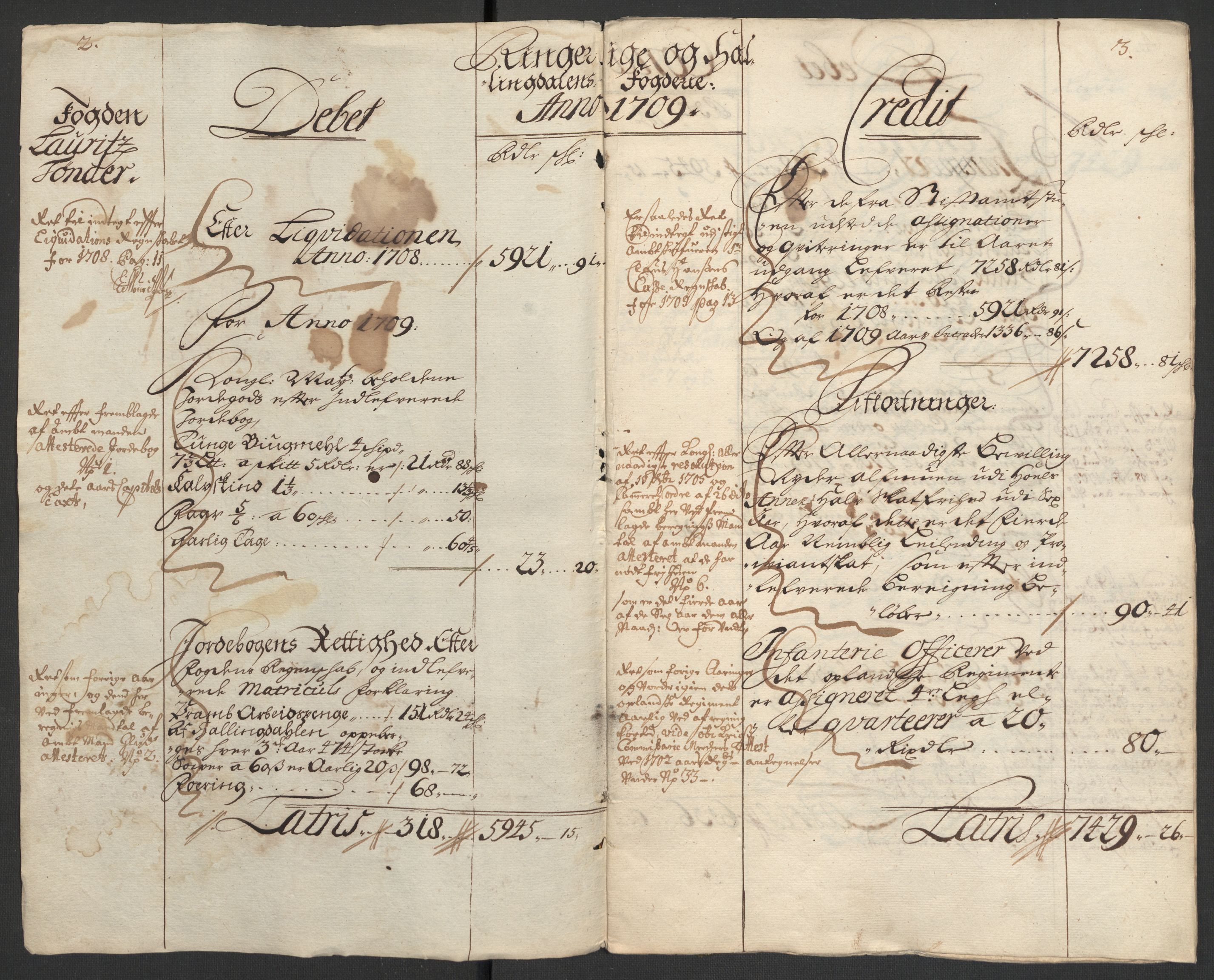 Rentekammeret inntil 1814, Reviderte regnskaper, Fogderegnskap, RA/EA-4092/R23/L1468: Fogderegnskap Ringerike og Hallingdal, 1709-1710, s. 4
