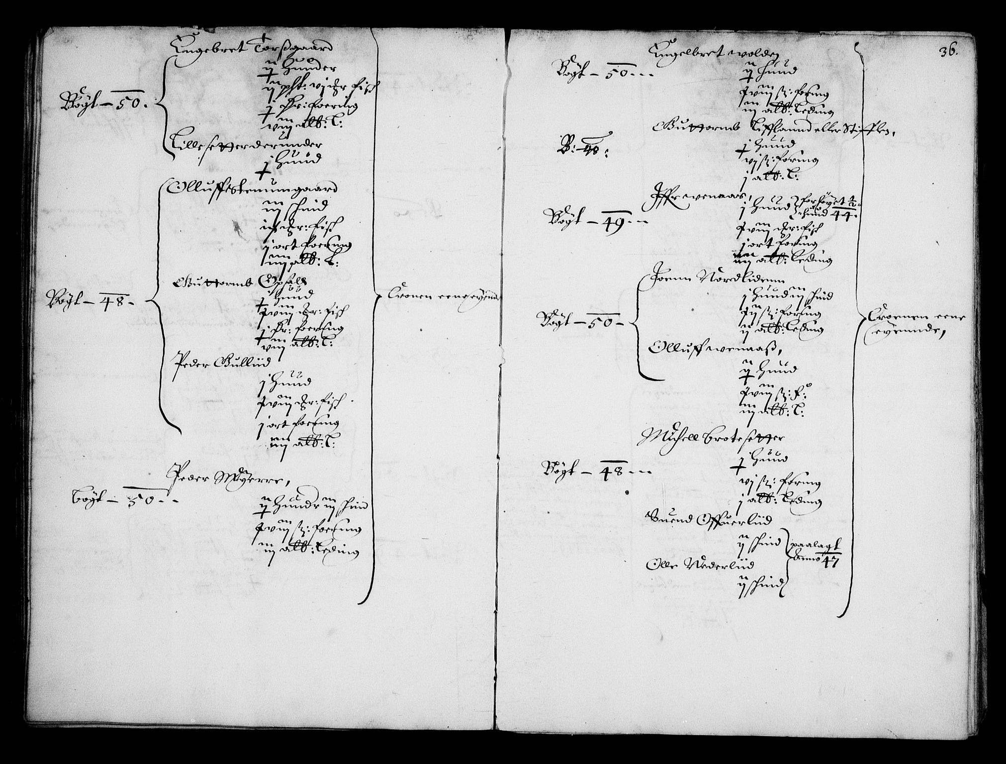 Rentekammeret inntil 1814, Realistisk ordnet avdeling, AV/RA-EA-4070/N/Na/L0001: [XI f]: Akershus stifts jordebok, 1652, s. 35b-36a