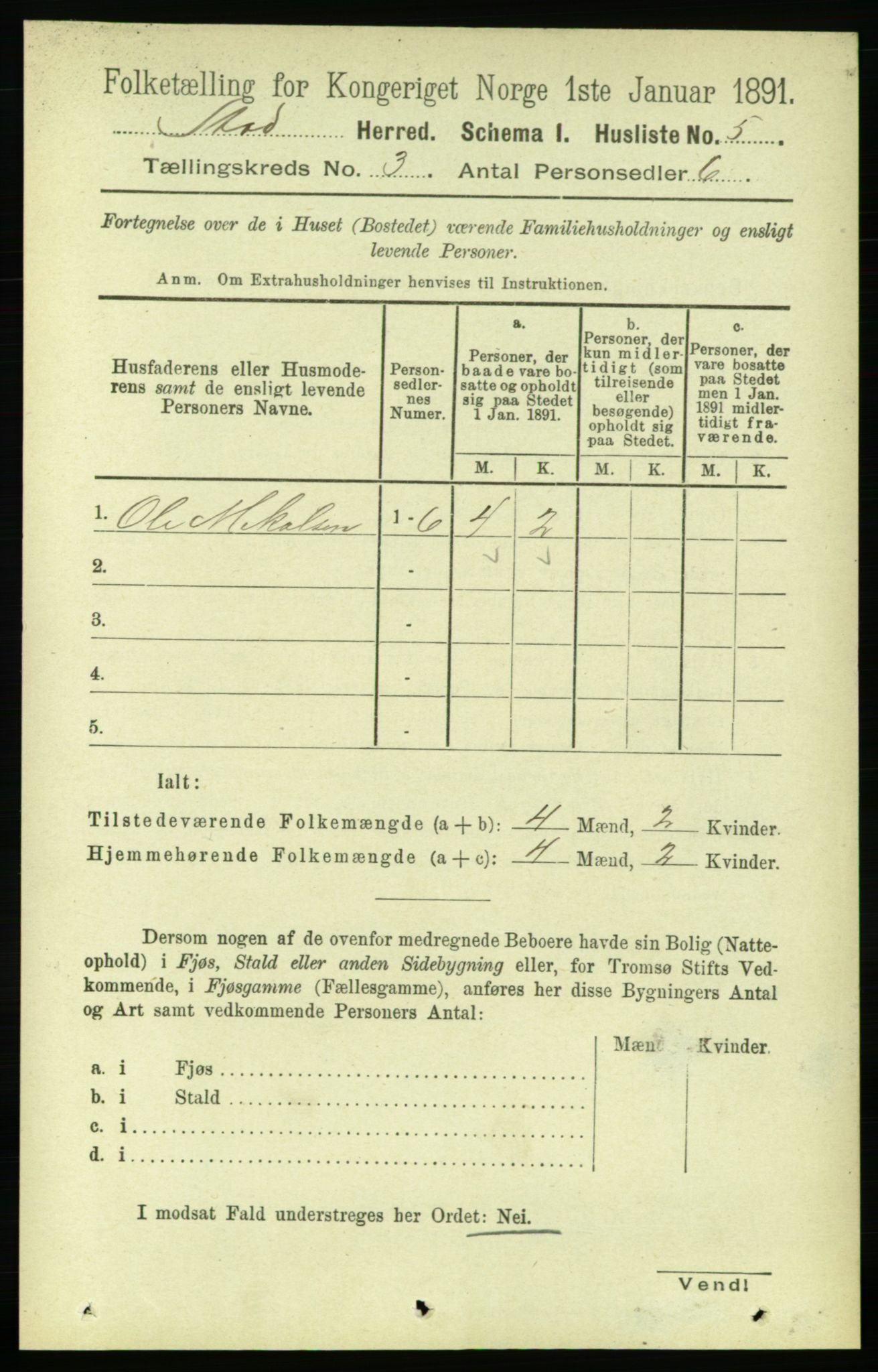 RA, Folketelling 1891 for 1734 Stod herred, 1891, s. 1264