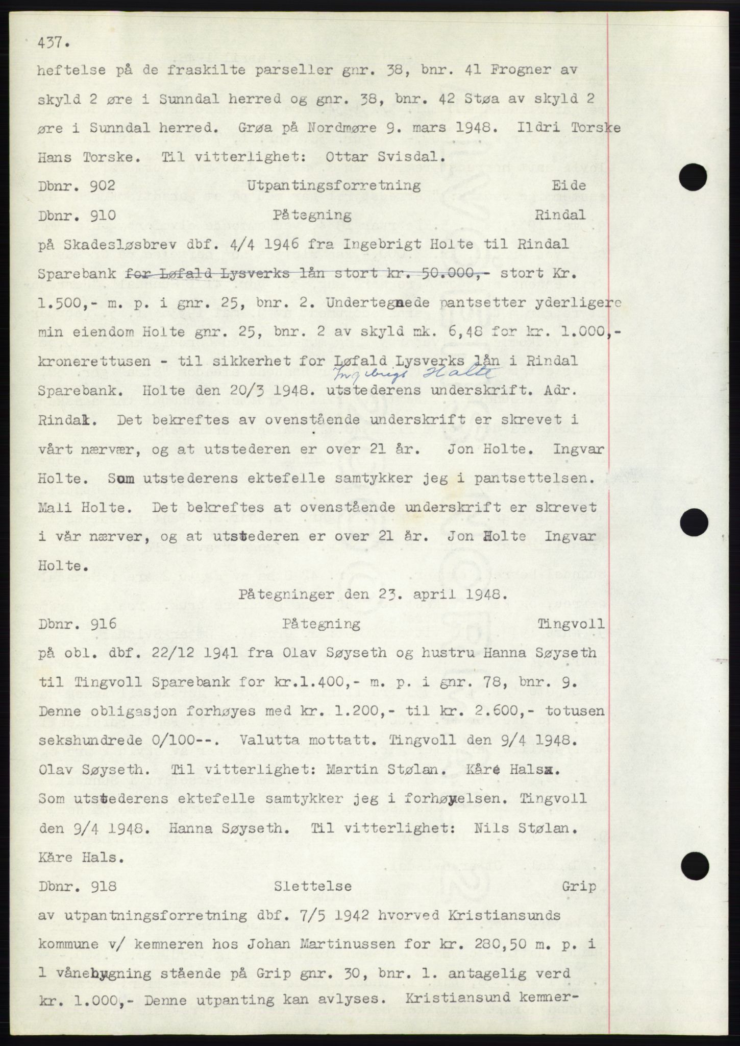 Nordmøre sorenskriveri, SAT/A-4132/1/2/2Ca: Pantebok nr. C82b, 1946-1951, Dagboknr: 902/1948