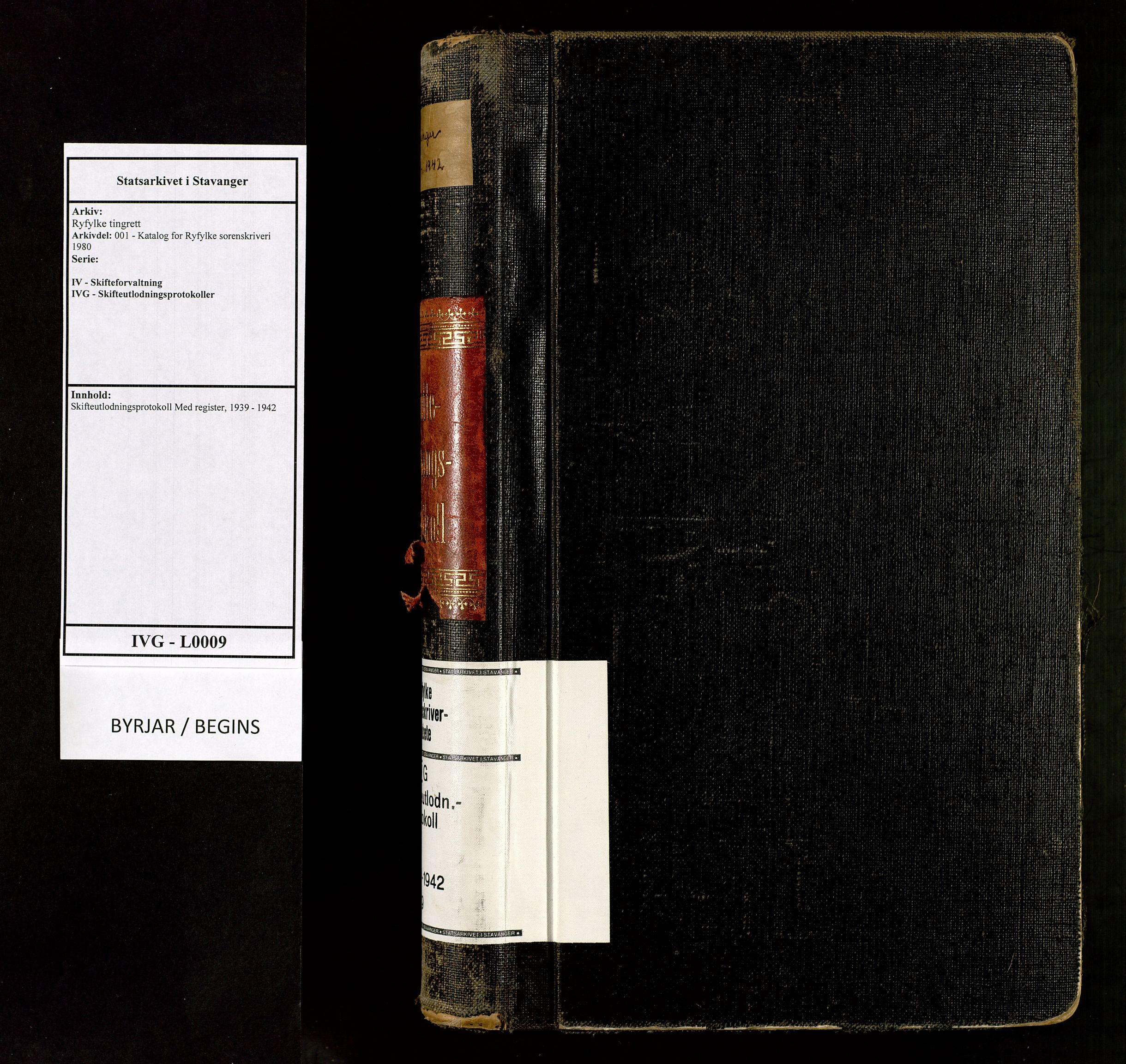 Ryfylke tingrett, SAST/A-100055/001/IV/IVG/L0009: Skifteutlodningsprotokoll Med register, 1939-1942
