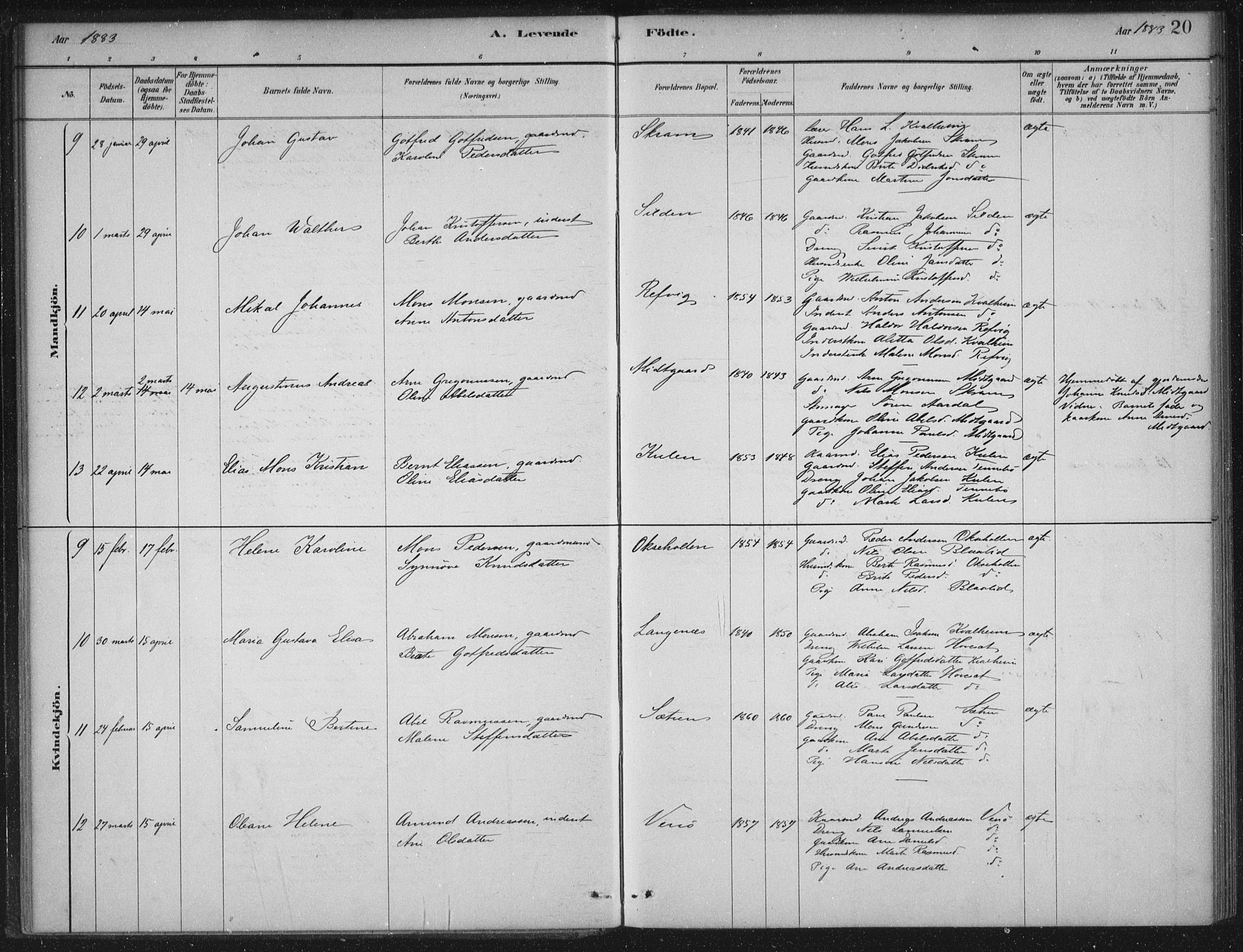 Selje sokneprestembete, AV/SAB-A-99938/H/Ha/Haa/Haac/L0001: Ministerialbok nr. C  1, 1881-1888, s. 20