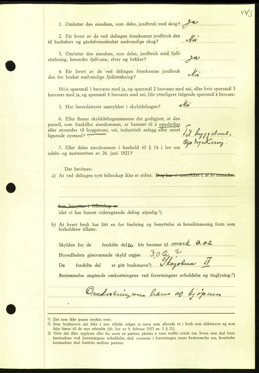 Nordmøre sorenskriveri, SAT/A-4132/1/2/2Ca: Pantebok nr. A96, 1943-1944, Dagboknr: 2403/1943